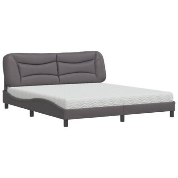 vidaXL Bett Bett mit Matratze Grau 180x200 cm Kunstleder