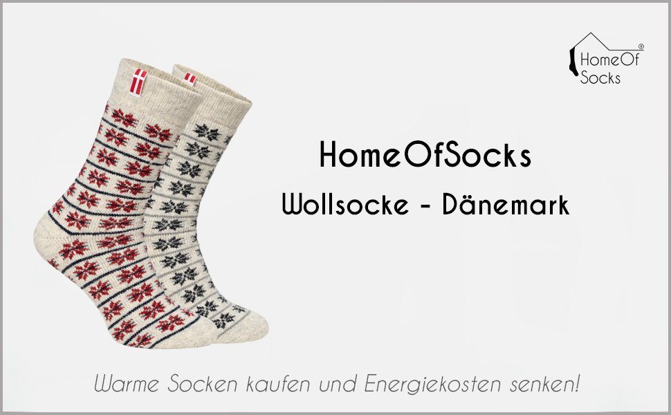 HomeOfSocks Norwegersocken Wolle Aus "Dänemark" Rot 80% Wollsocke strapazierfähige Skandinavische Design dicke Kuschelsocken Wollanteil Socken hohem und Nordic mit Dänemark