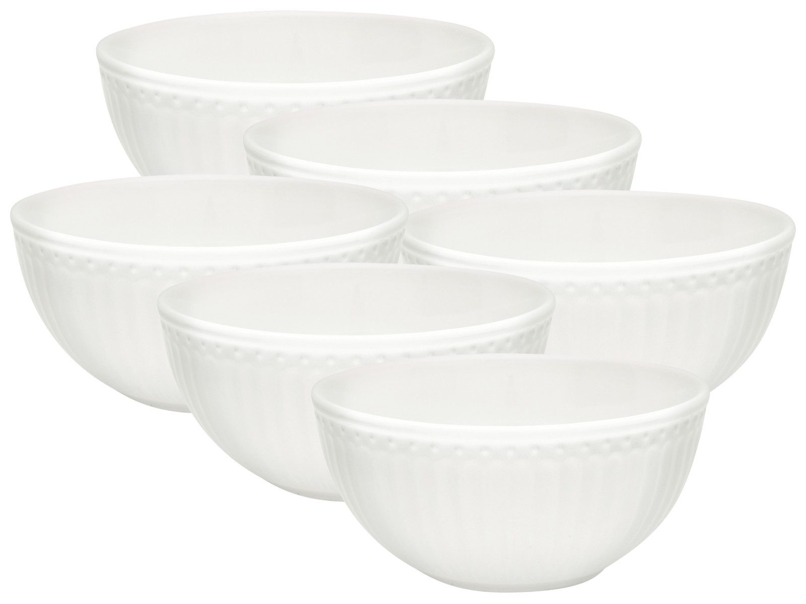 Greengate Geschirr-Set Alice Müslischale white 14 cm Set6, Steinzeug