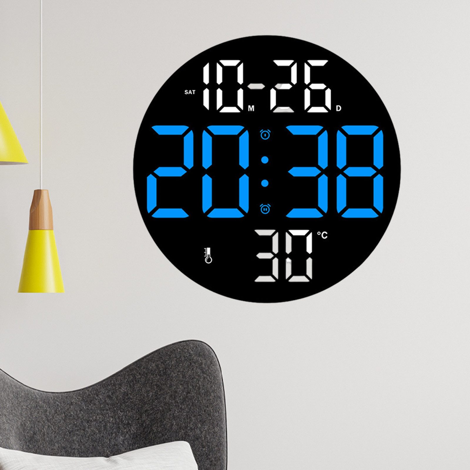 REDOM Wanduhr Fernbedienung Uhr Stille Wanduhr Digitaluhr mit Temperatur (m günstig online kaufen