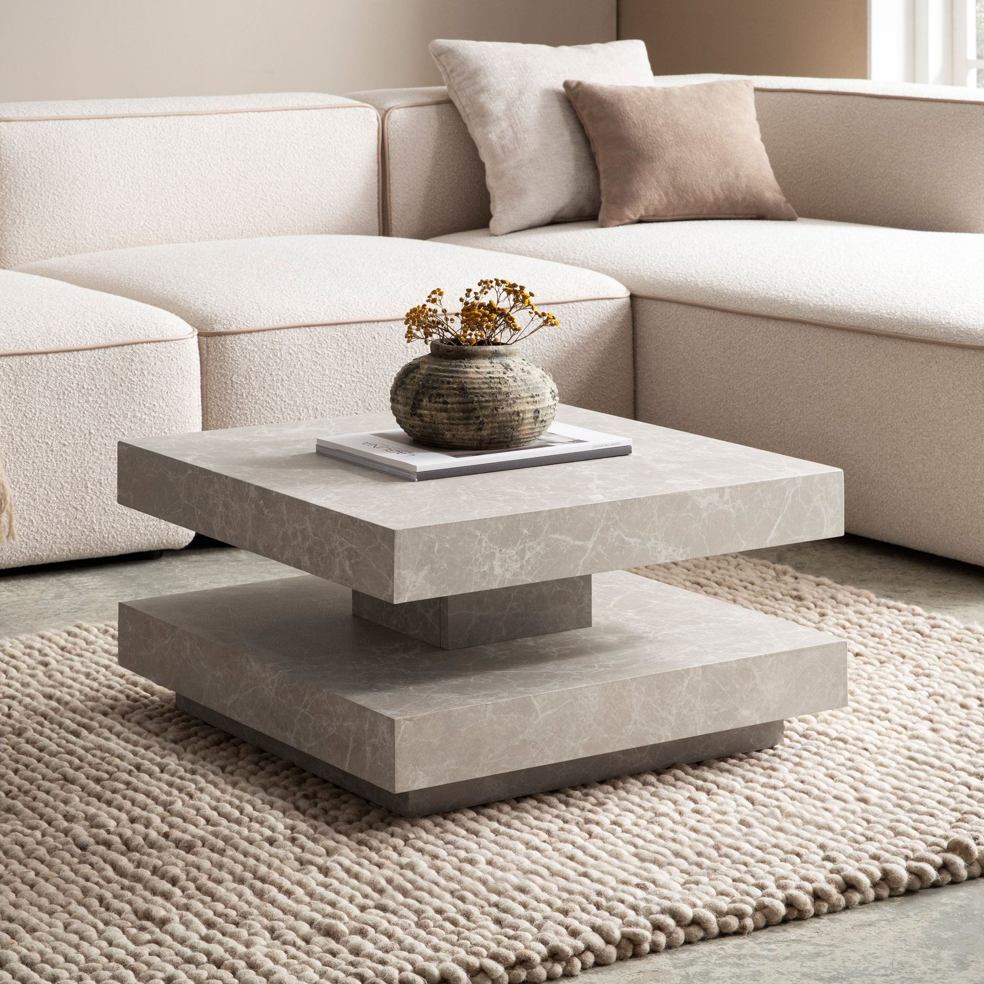 FINEBUY Couchtisch FB59751 60 cm Wohnzimmertisch Sofatisch Quadratisch Klei günstig online kaufen