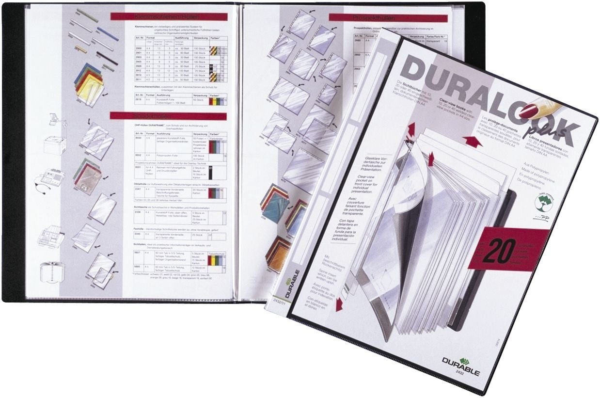 DURABLE Präsentationsordner DURABLE Sichtbuch Duralook Plus A4 20 Hüllen 17mm schwarz