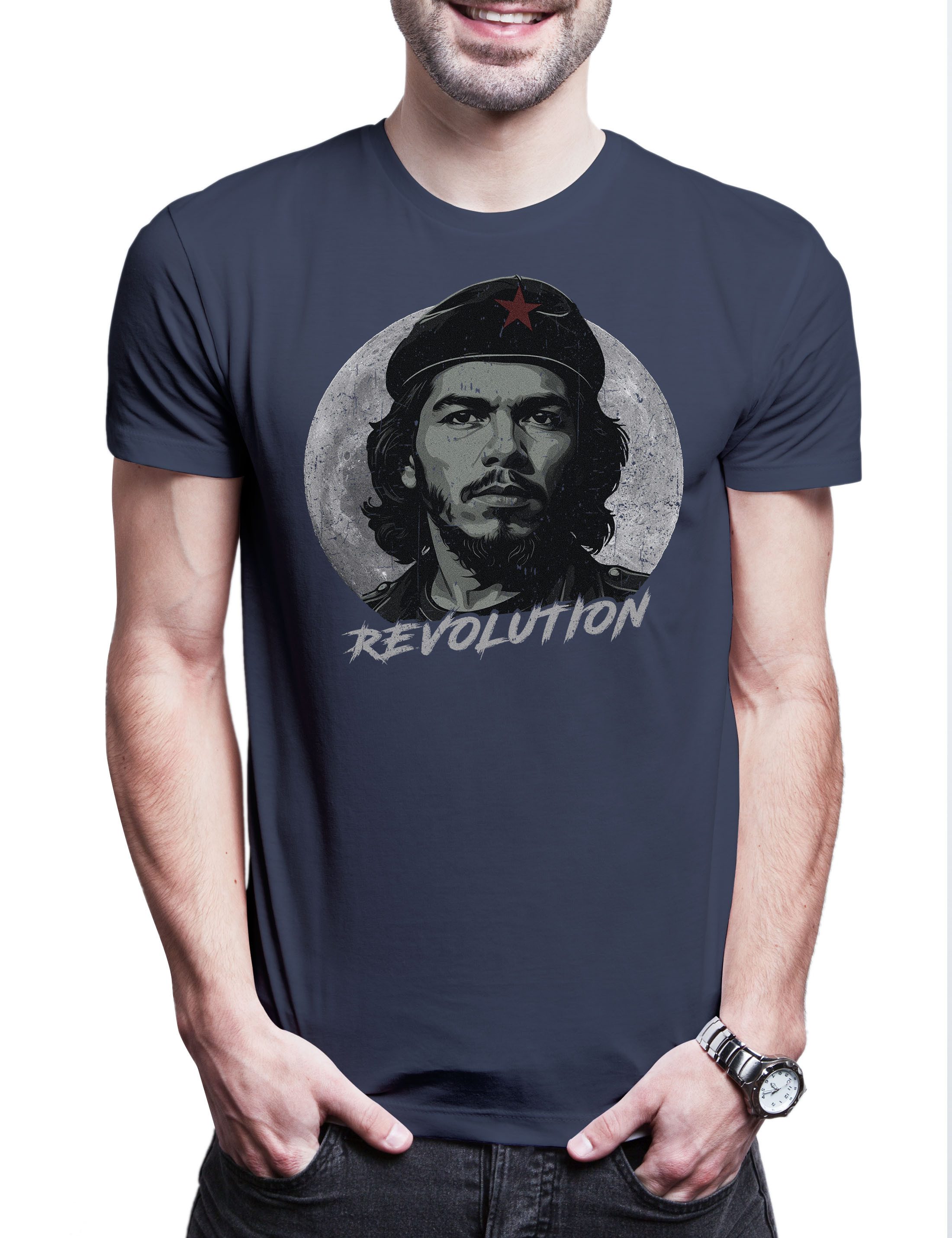 Print-Shirt Che Moon Herren T-Shirt Guerilla Cuba Castro Portrait Guevara Ernesto