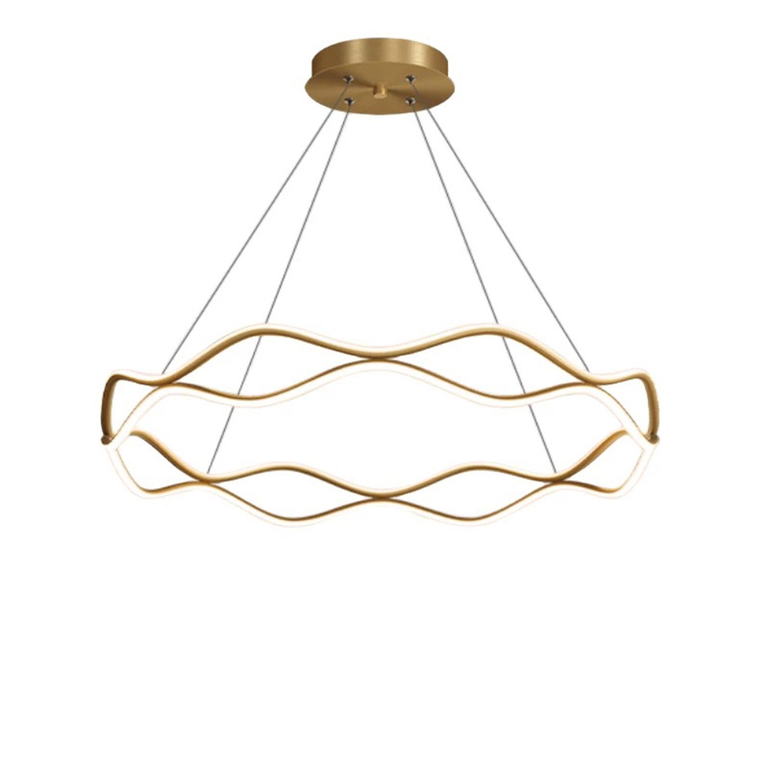 Ailiebe Design LED Pendelleuchte LED Pendelleuchte 40cm Gold Welle Krone Dimmbar, Fernbedienung, LED fest integriert – Bild 4 von 5