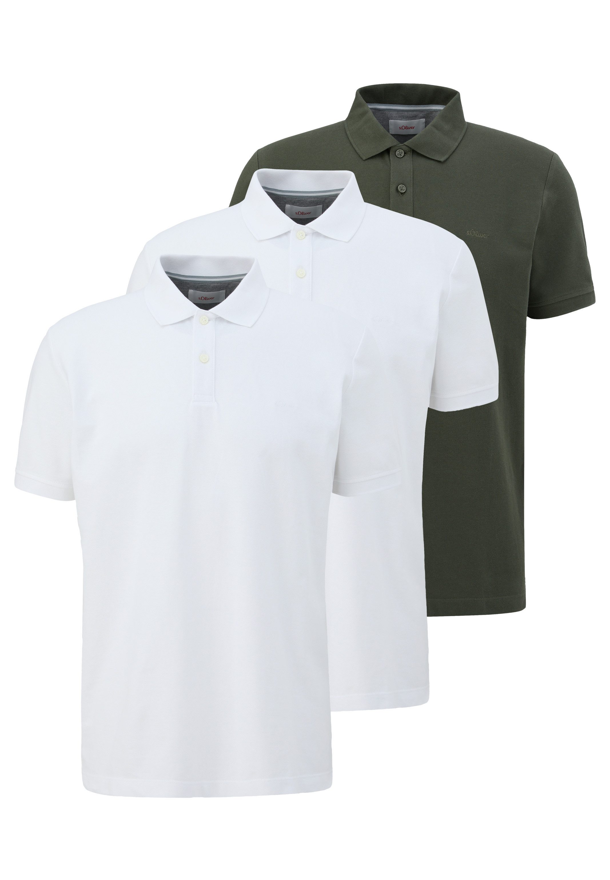 s.Oliver Poloshirt 3er Pack Basic (Spar-Set, 3-tlg) Poloshirt - Baumwolle - Atmungsaktiv - Piqué Qualität