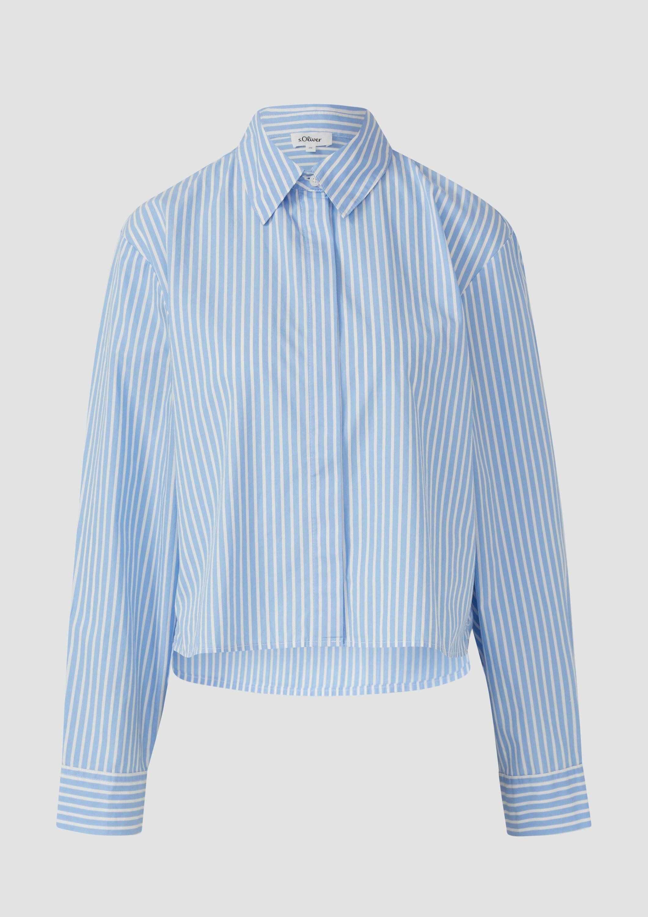 s.Oliver Langarmbluse Bluse Gestreifte Popeline-Bluse im Boxy Fit