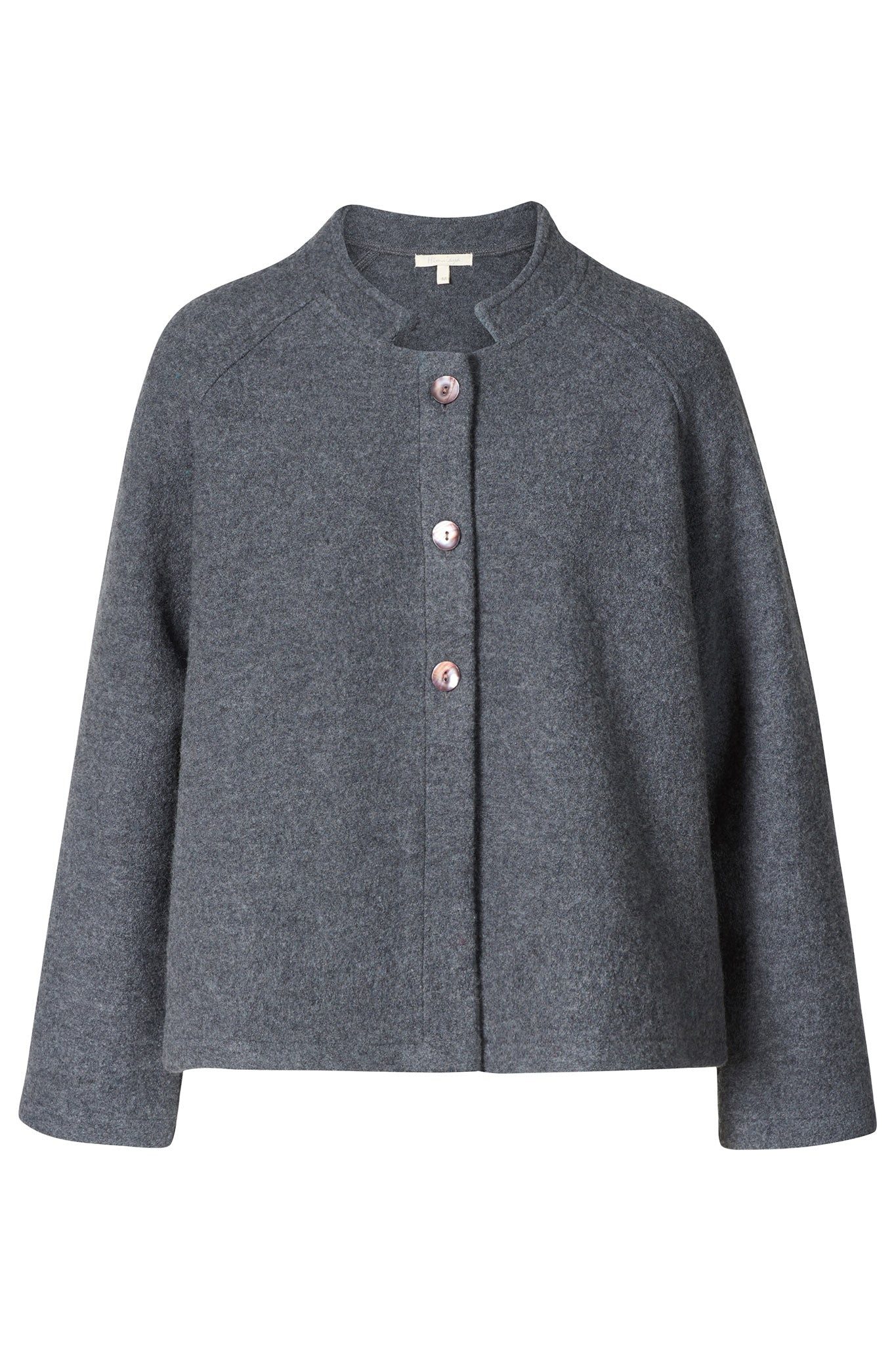 Walkjacke Edle Damen Wolljacke aus Schurwolle mit Stehkragen und Knöpfen