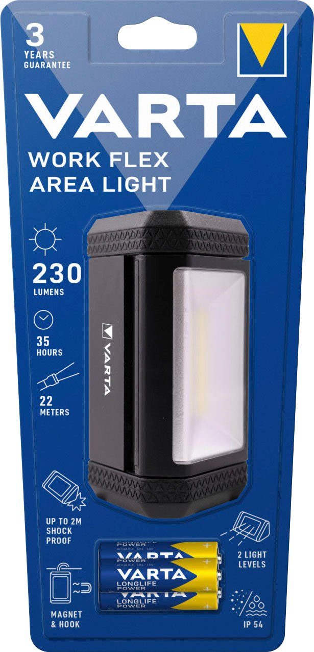 Taschenlampe für freihändiges VARTA für WORK 4-St), AREA FLEX (Set, Werkzeugkästen,Befestigungsmöglichkeiten LIGHT Arbeiten