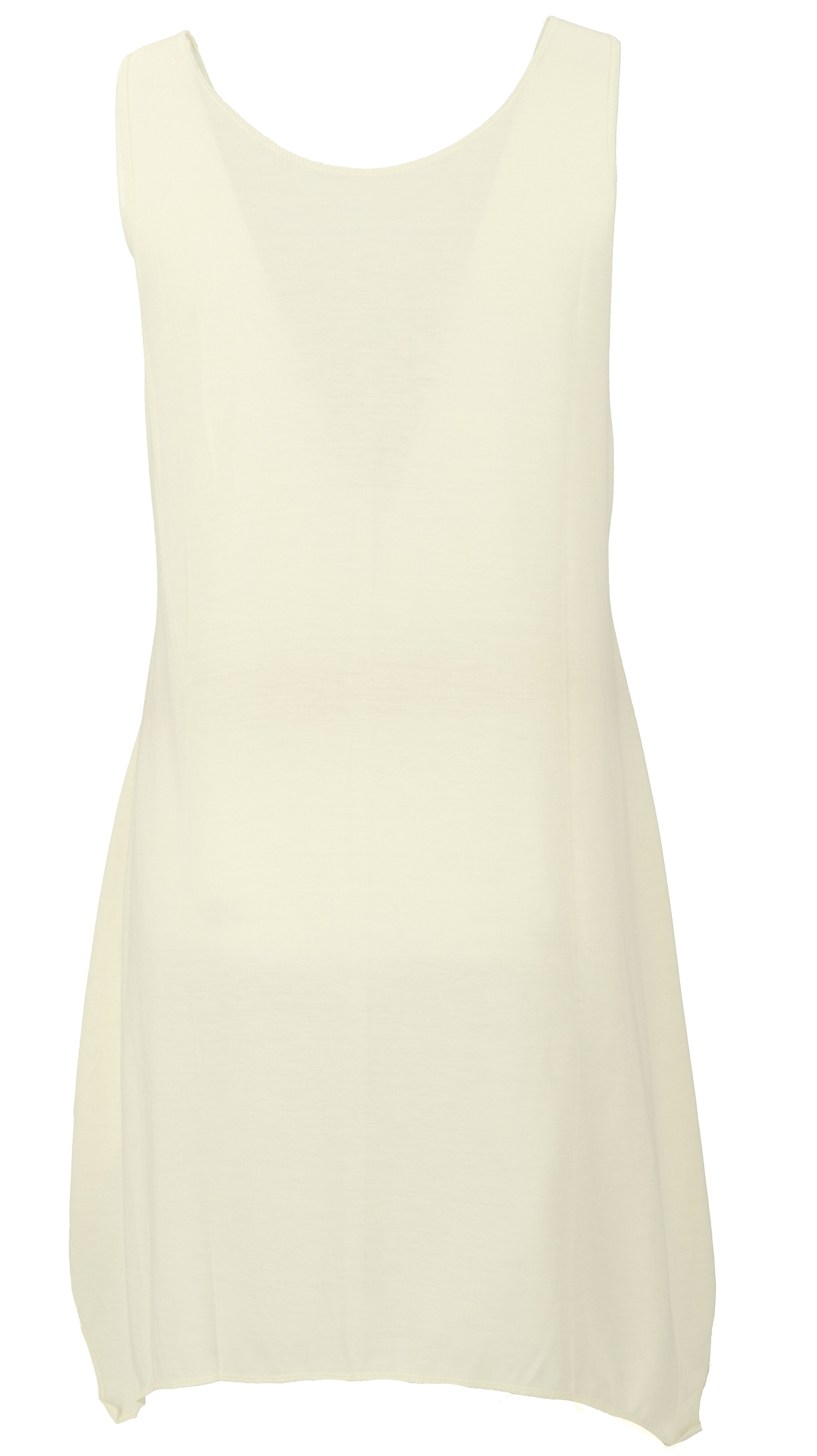 Guru-Shop Midikleid Minikleid mit Ethnodruck - creme Elefant alternative Bekleidung