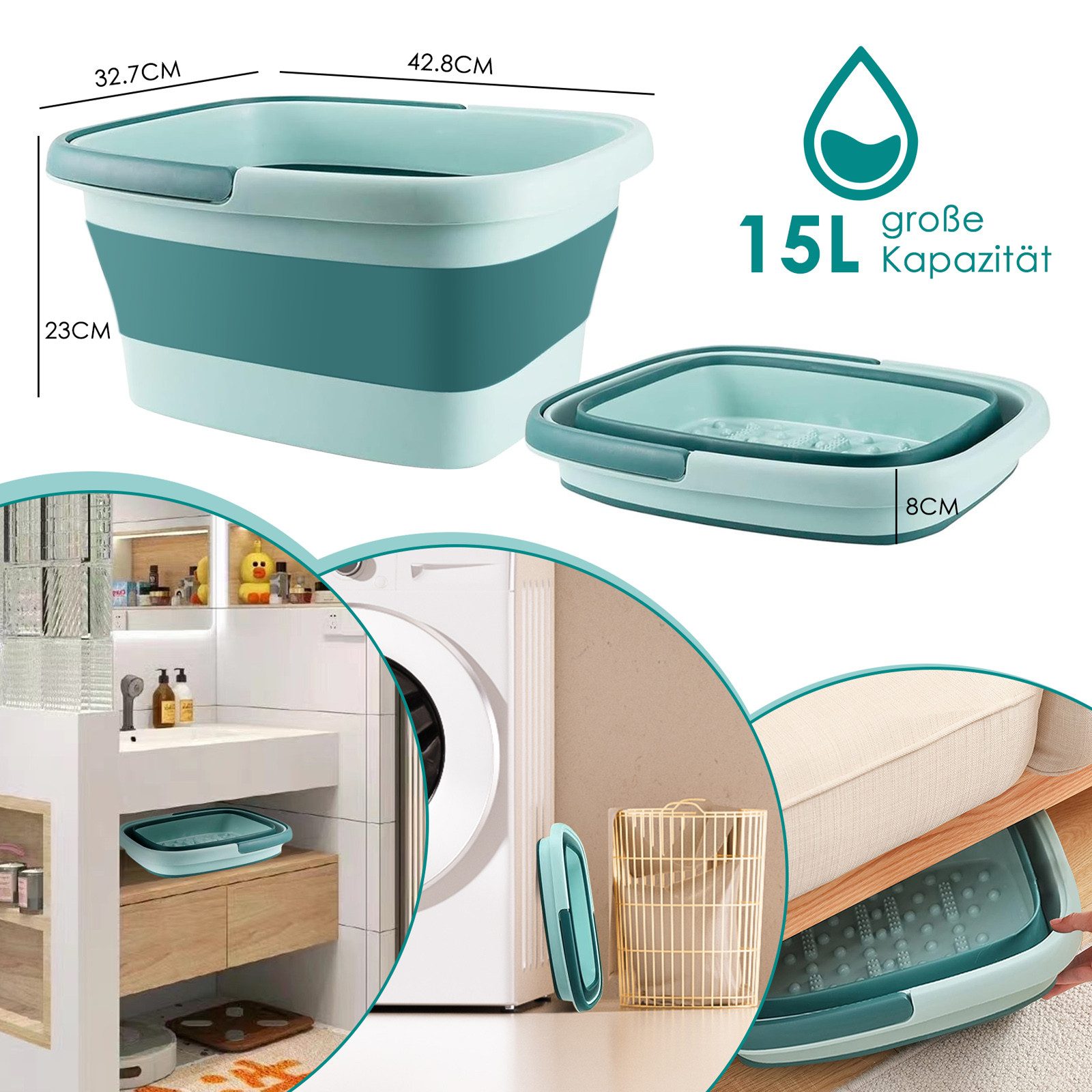 CALIYO Fußbad Klappbares Fußbadewanne mit Massage-Noppen, Hochwertiges & stabiles Fußbad, für wohltuende Entspannung der Füße