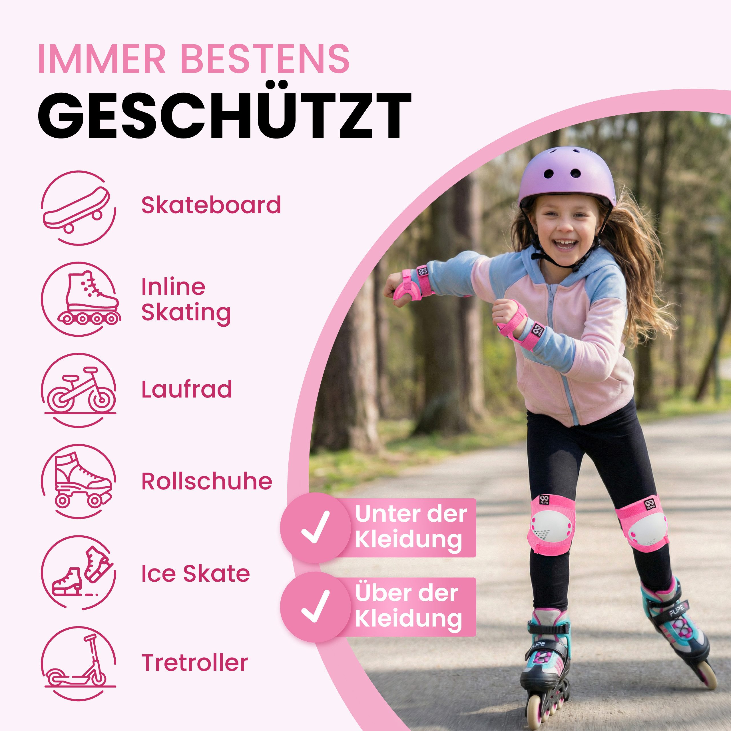 99FLIPS Protektoren-Set RISE Schoner Set Kinder für Skateboard und Inline Skaten (Inliner Schützer Set Kinder, 7-tlg., Inliner Schoner Knie-, Ellenbogen und Han – Bild 5 von 5