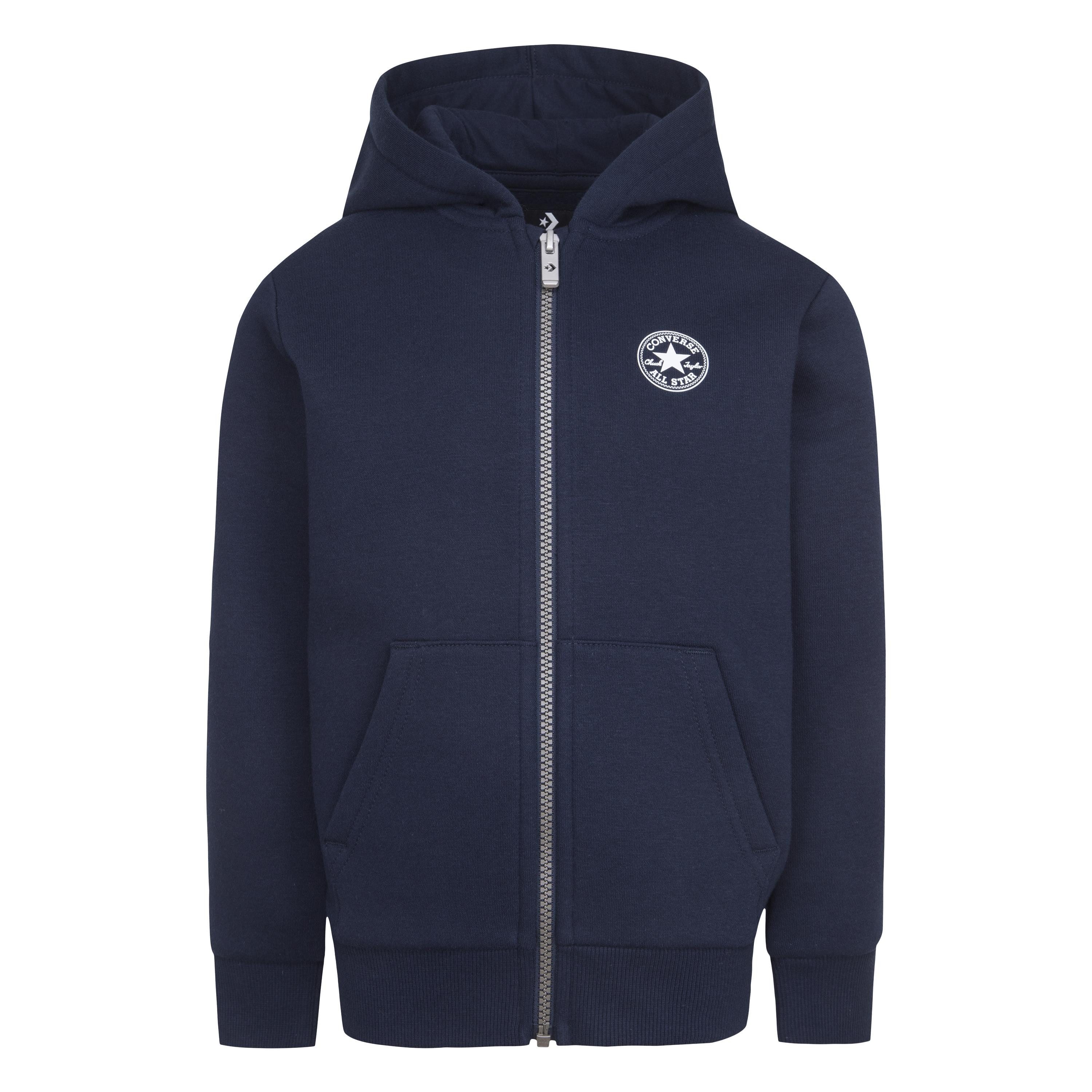 Converse Kapuzensweatjacke CNVB FLEECE CTP CHEST CORE FZ mit Kapuze, mit Reißverschluss, sportlicher Stil, für Kinder