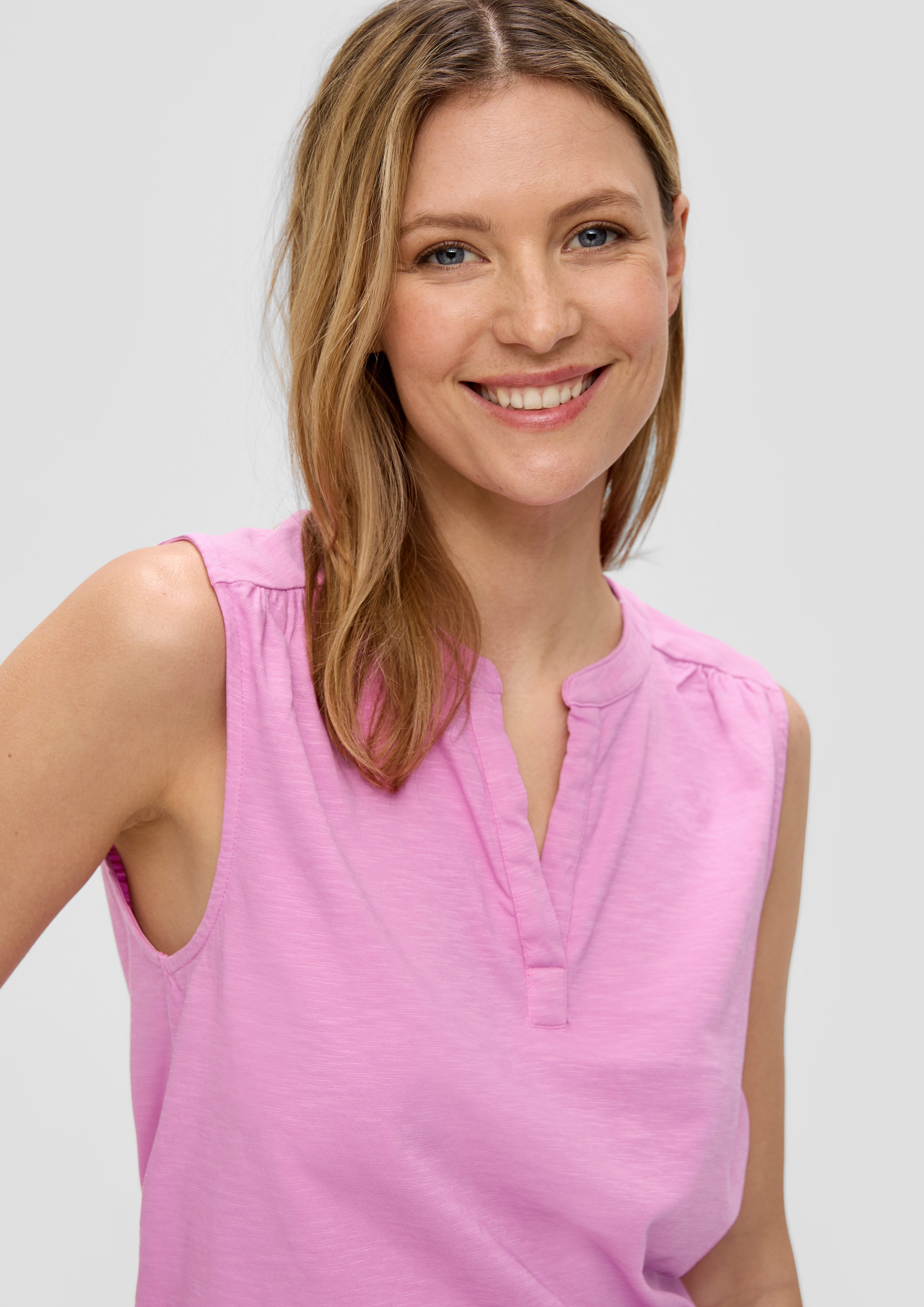 s.Oliver T-Shirt Ärmelloses Jersey-Shirt mit Raffung günstig online kaufen