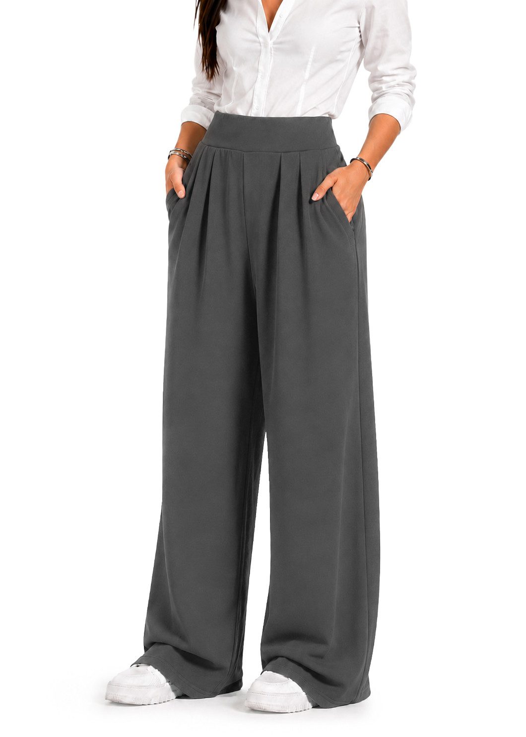 Smilodox Jogginghose Luvia, Sweatpants mit Stretch, Wide Leg, Loose Fit, Freizeit & Sport Weites Bein, Strick, Komfortbund, Bewegungsfreiheit, Baggy