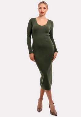 YC Fashion & Style Strickkleid Strickkleid mit V-Ausschnitt KNIT DRESS (Kein Set, 1 -tlg) Langarm, in Unifarbe, mit V-Ausschnitt