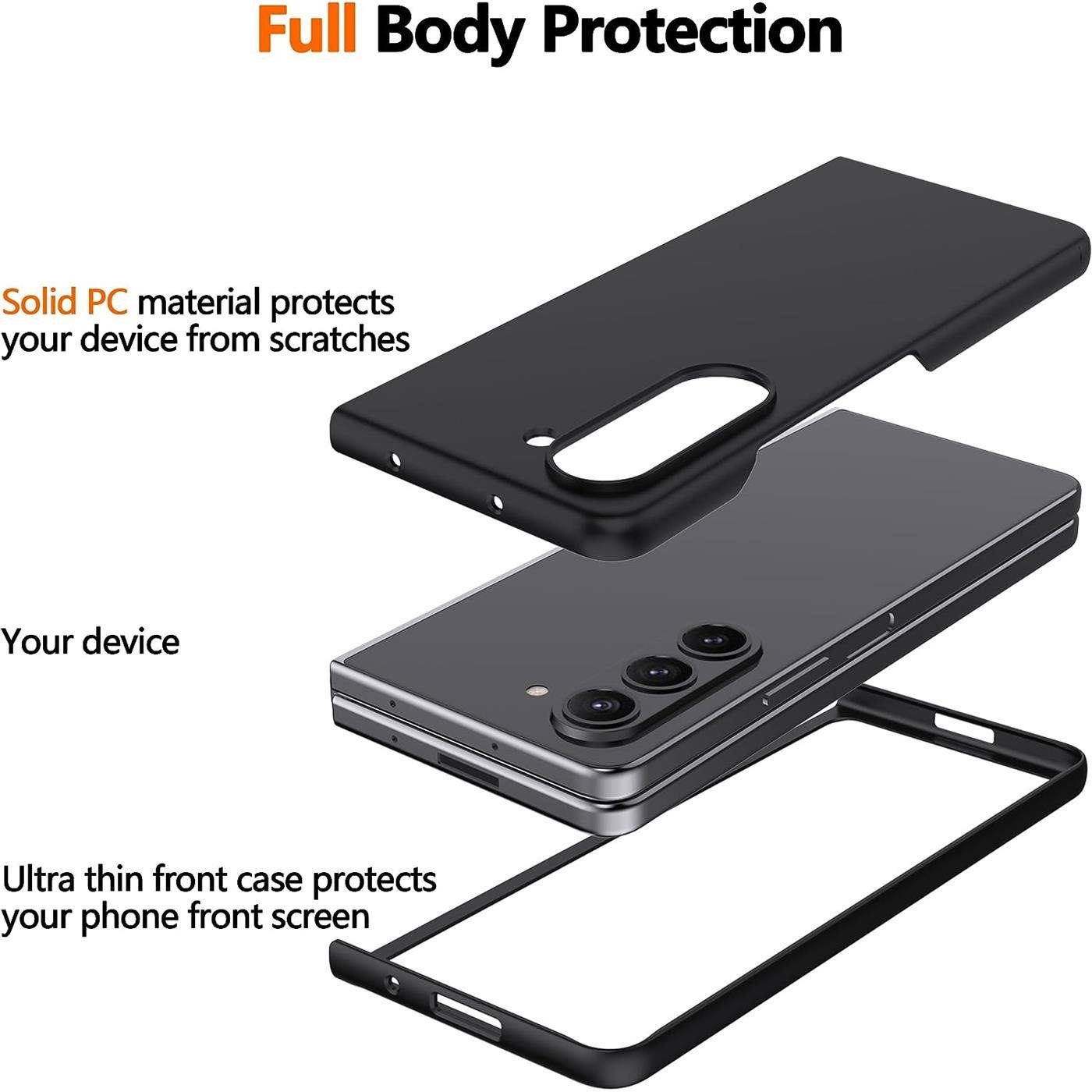 CoolGadget Handyhülle Black Series Handy Hülle für Samsung Galaxy Z Fold 5 7,6 Zoll, Edle Silikon Schlicht Robust Schutzhülle für Galaxy Z Fold 5 5G Hülle