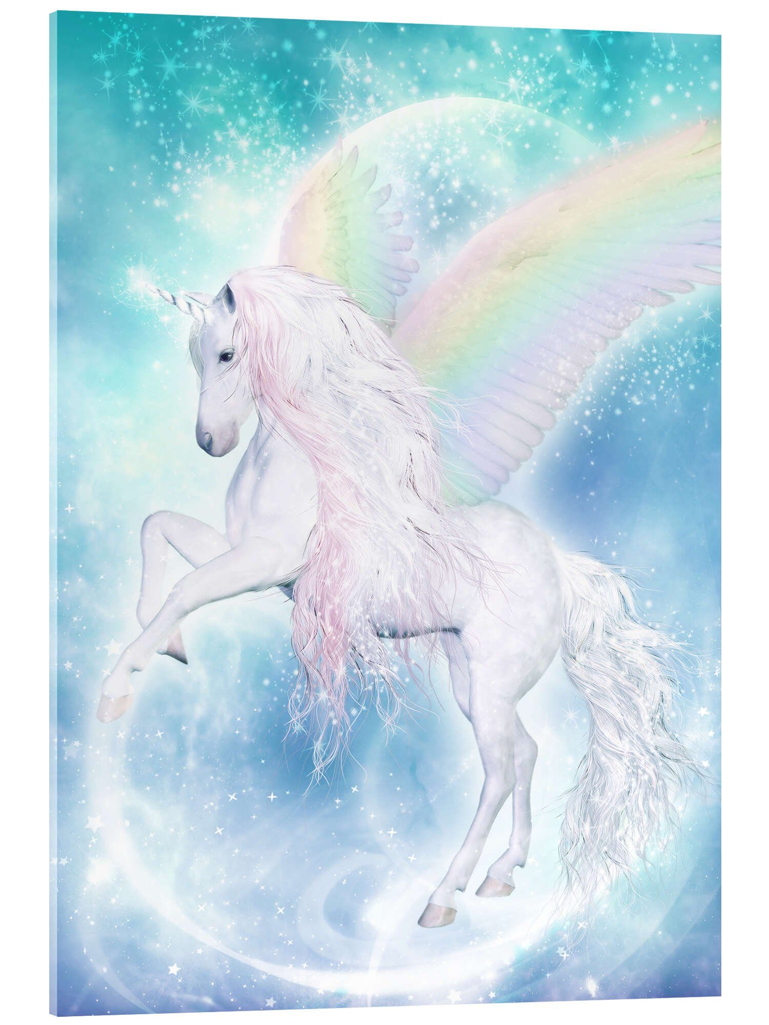 Posterlounge Wandbild Regenbogen-Einhorn Pegasus, Dolphins DreamDesign, erhältlich als Poster, Leinwandbild, Wandsticker oder Acrylglasbild