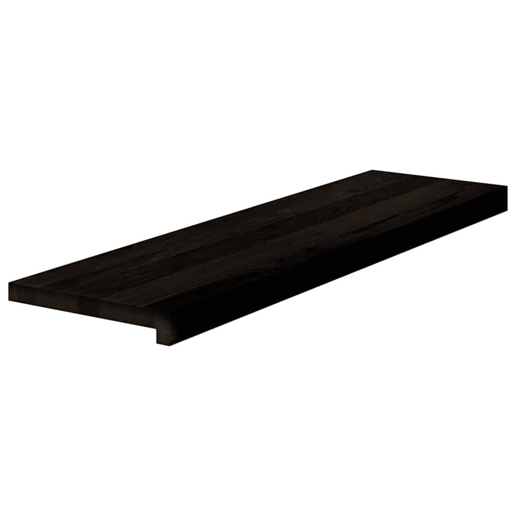 vidaXL Stufenmatte Treppenstufen 12 Stk. Braun-Schwarz 90x30x2 cm Massivholz Eiche, Rechteckig, Höhe: 2 mm