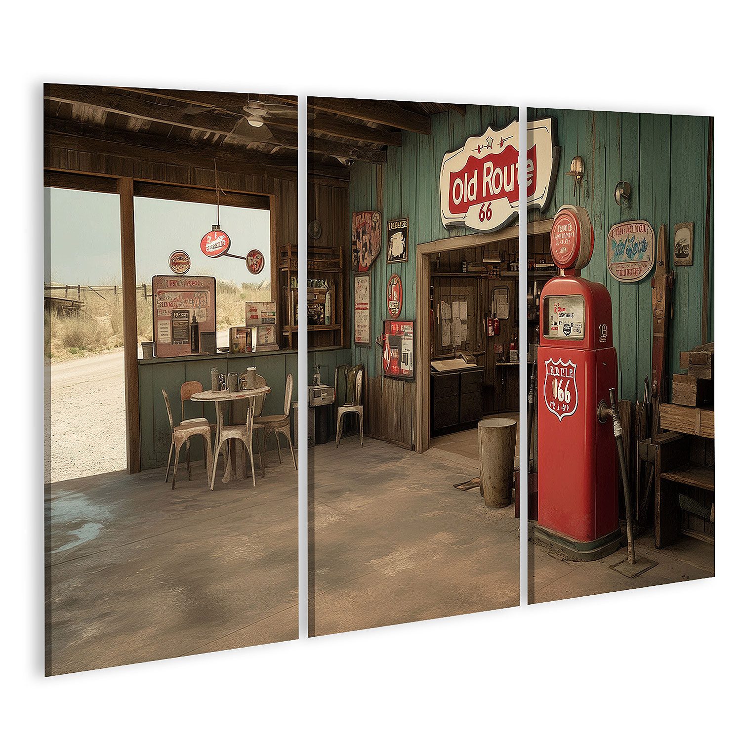 islandburner Leinwandbild Nostalgische Tankstelle an der alten Route 66 Wandbild