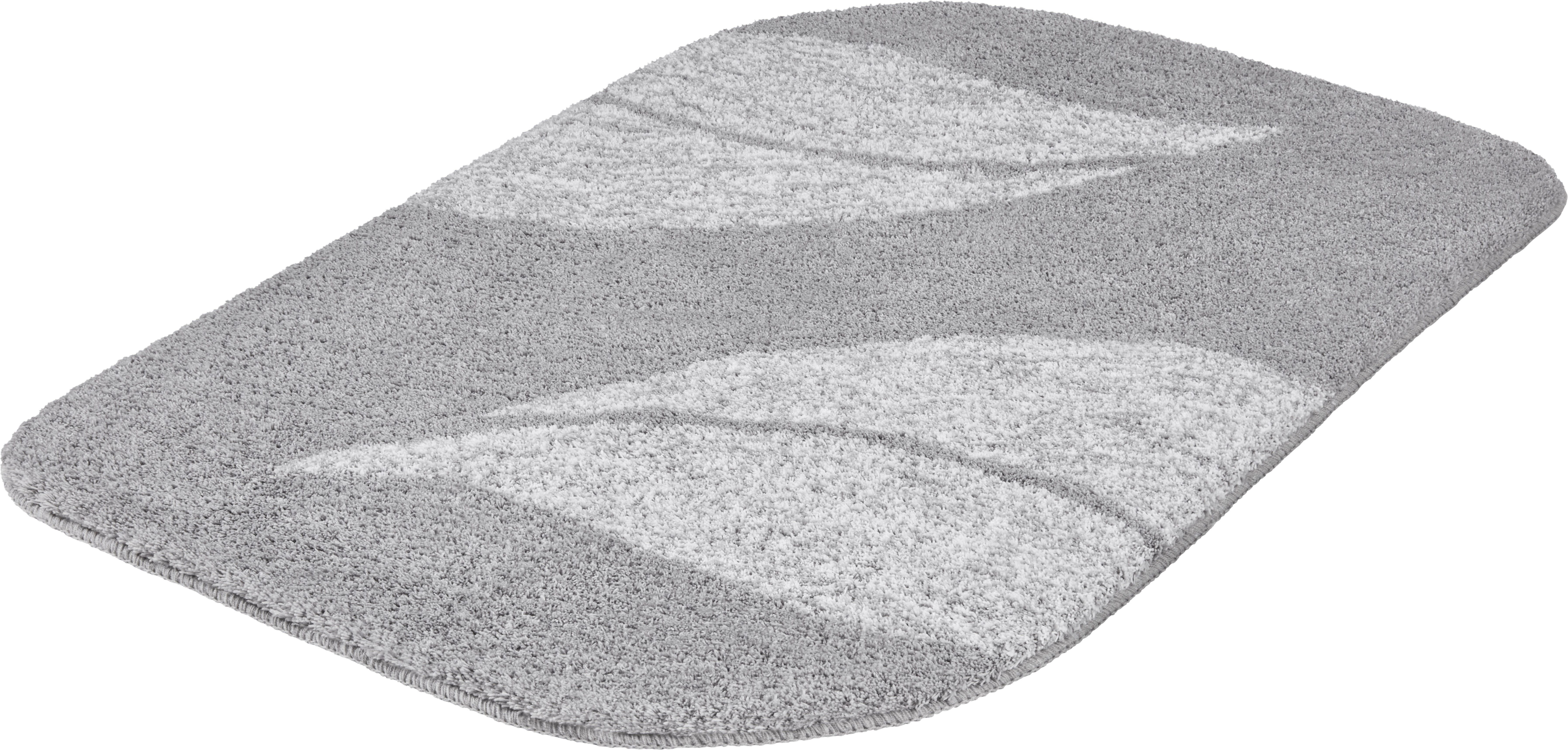 MEUSCH Badematte Greta, Badvorleger, Badezimmer Teppich, Höhe 20 mm, rutschhemmend beschichtet, fußbodenheizungsgeeignet, Polyester, wellenförmig, Badteppich mit dezentem, meliertem Blattmotiv