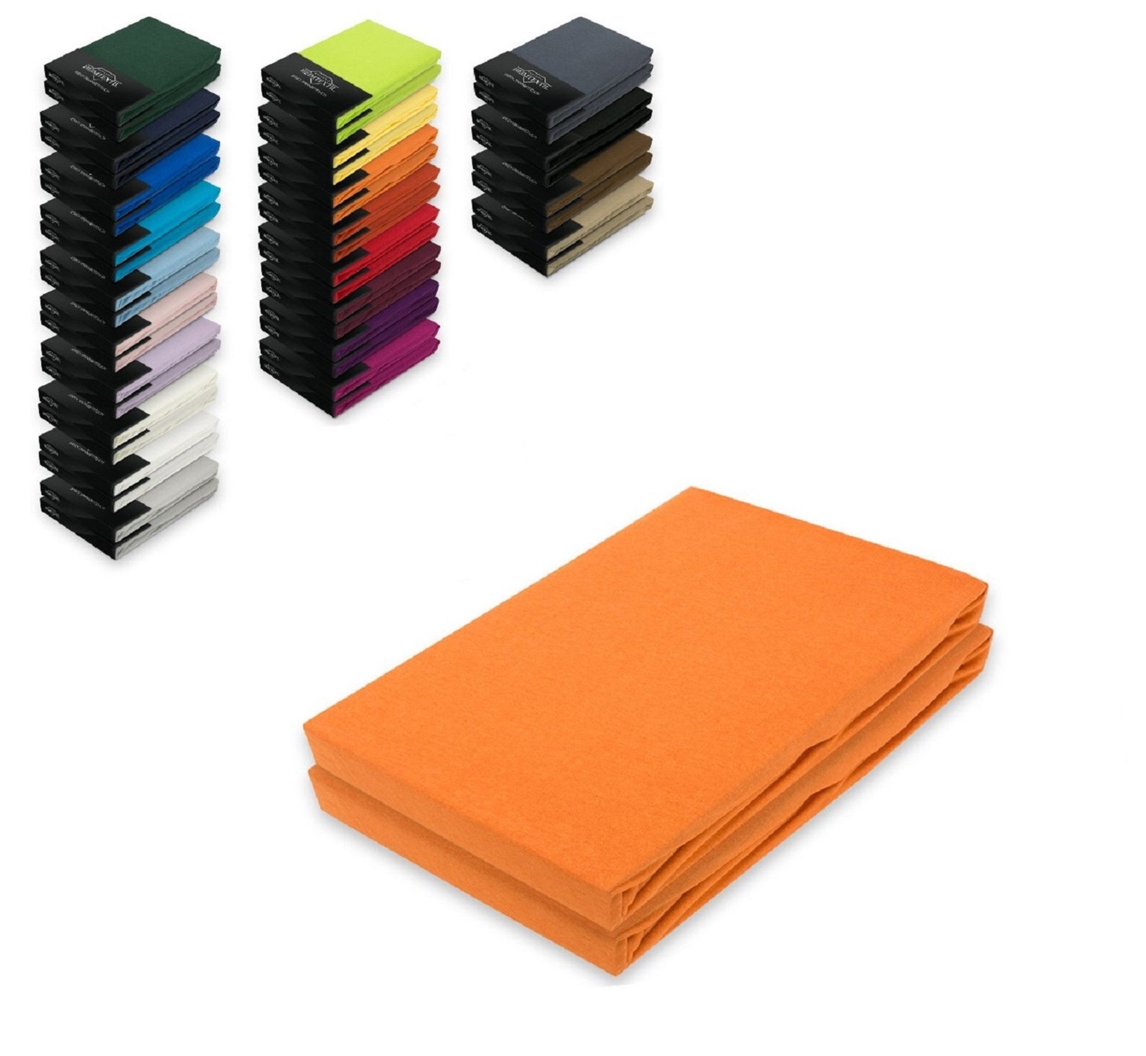 EXKLUSIV HEIMTEXTIL Spannbettlaken Jersey Spannbettlaken Doppelpack Rundumgummizug, Jersey, Gummizug: rundum, (2 Stück), mit Rundumgummizug