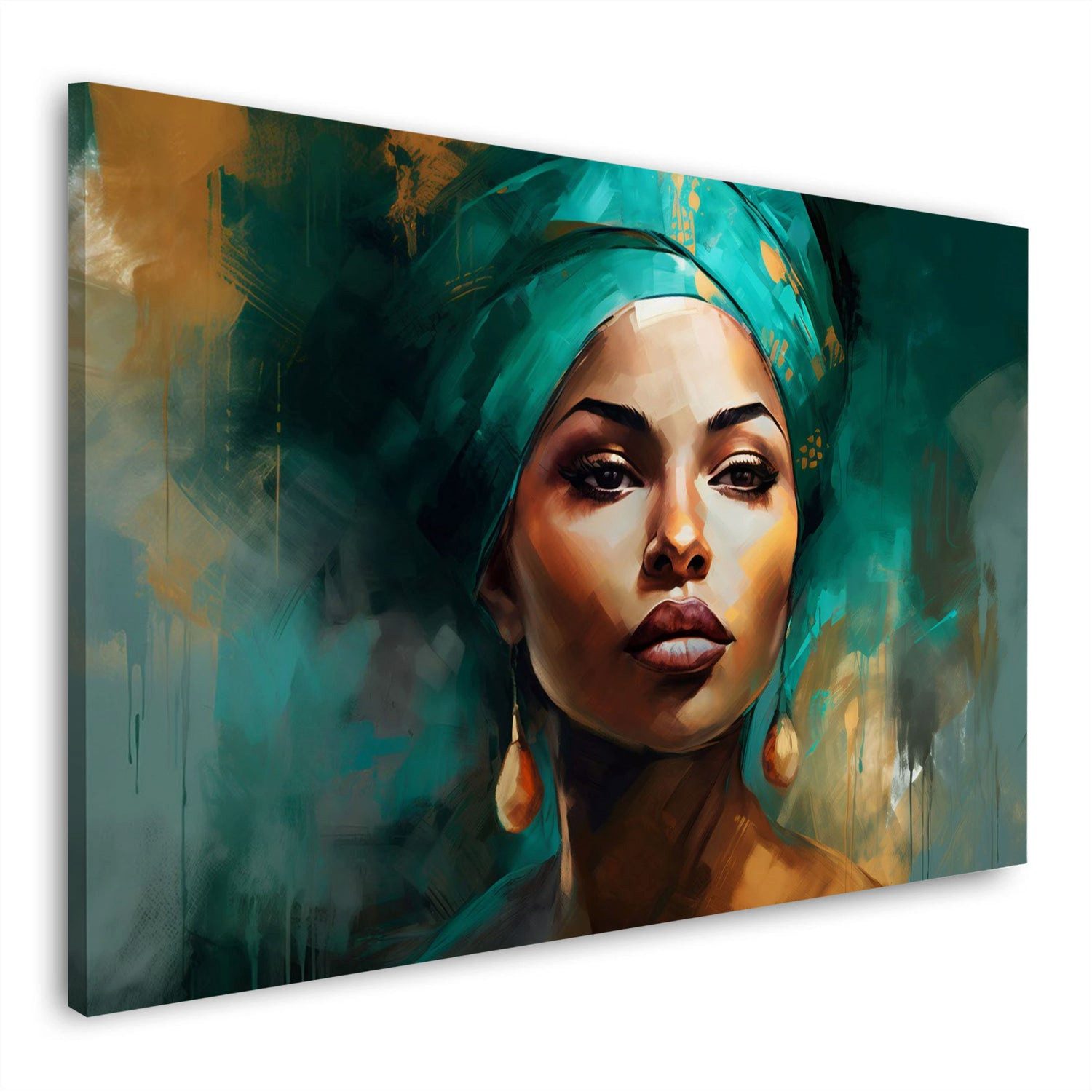 Artedinoi Leinwandbild Wunderschönes Frauenportrait mit Turban Wandbild Leinwandbild Kunstdru, Frau mit Turban, Porträt