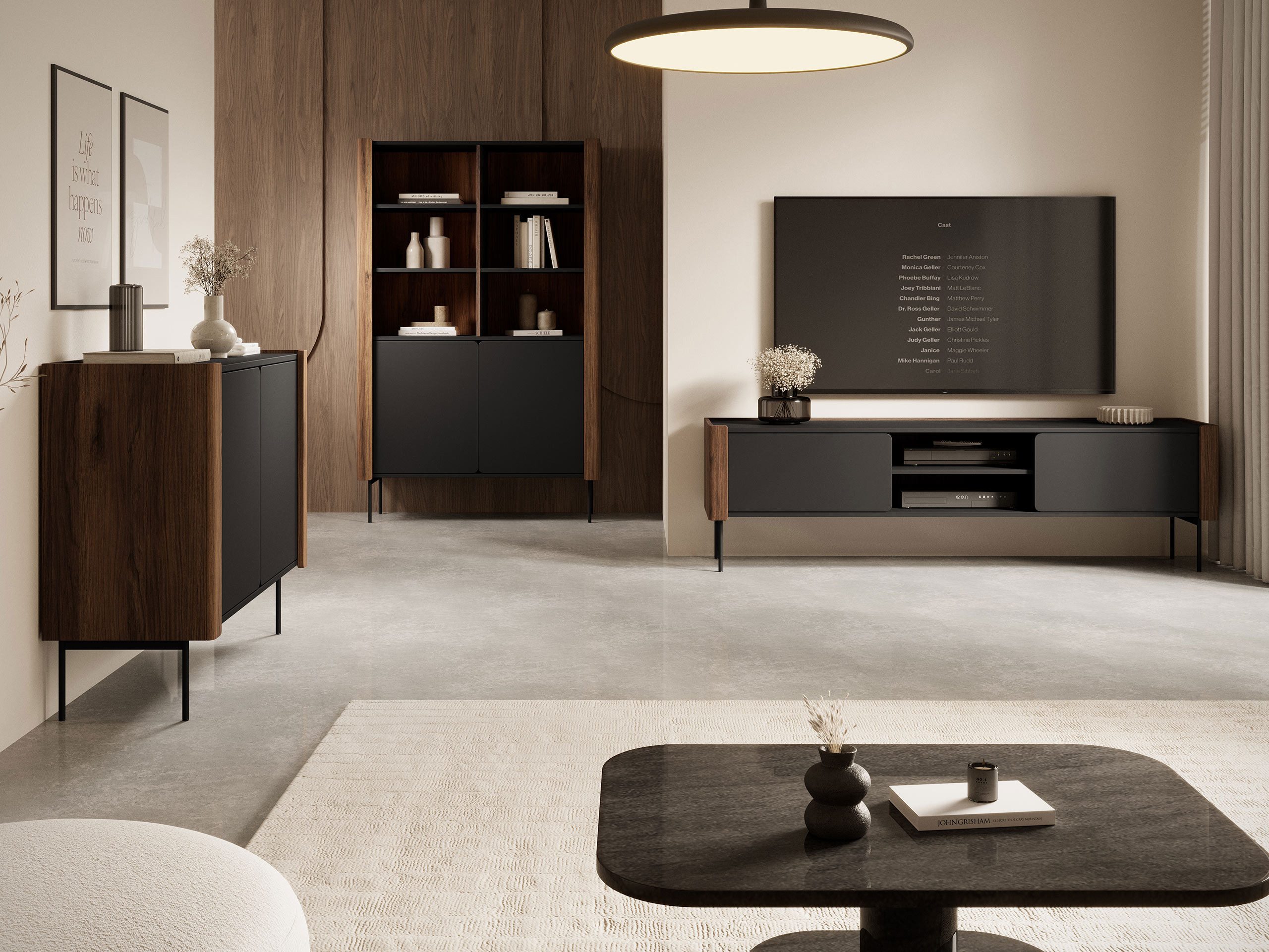 MIRJAN24 Wohnzimmer-Set Wrap, (3er-Set, Kommode, Regal, TV-Lowboard), Griffloses Öffnungssystem push to open