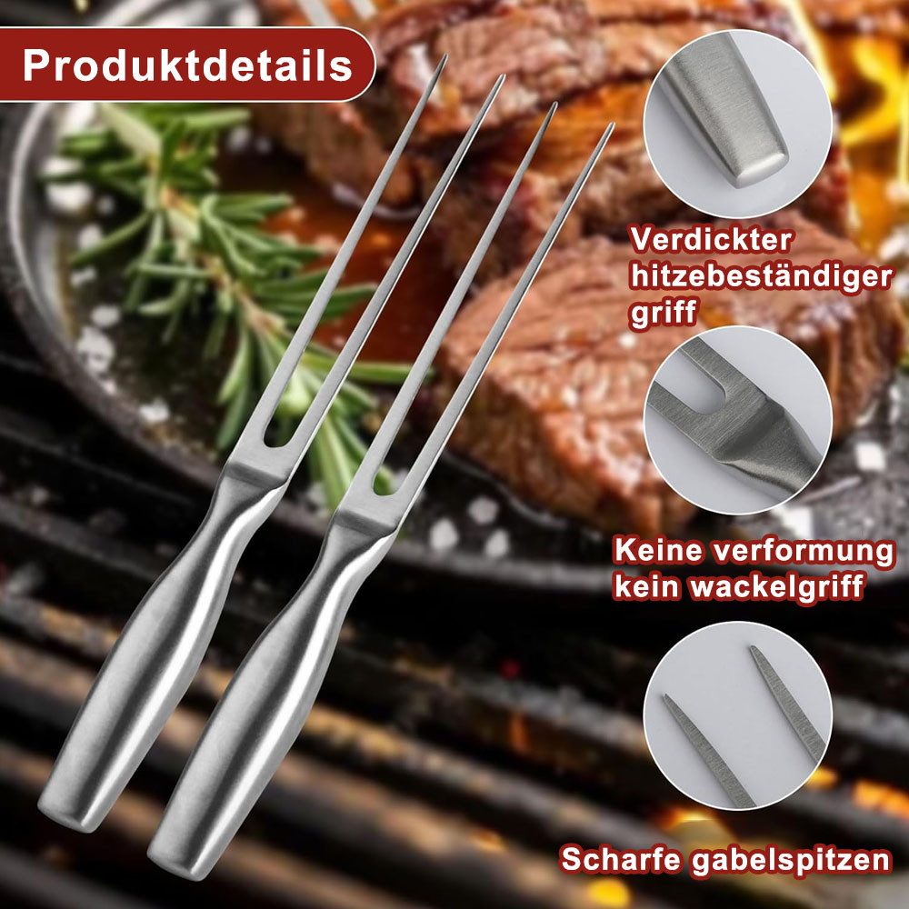 AFKSMILE Fleischgabel 2 Stück Fleischgabel Edelstahl, Tragbar Fleischgabel mit Grif, Servier Grillgabel für Grillen Tranchieren Braten Abendessen