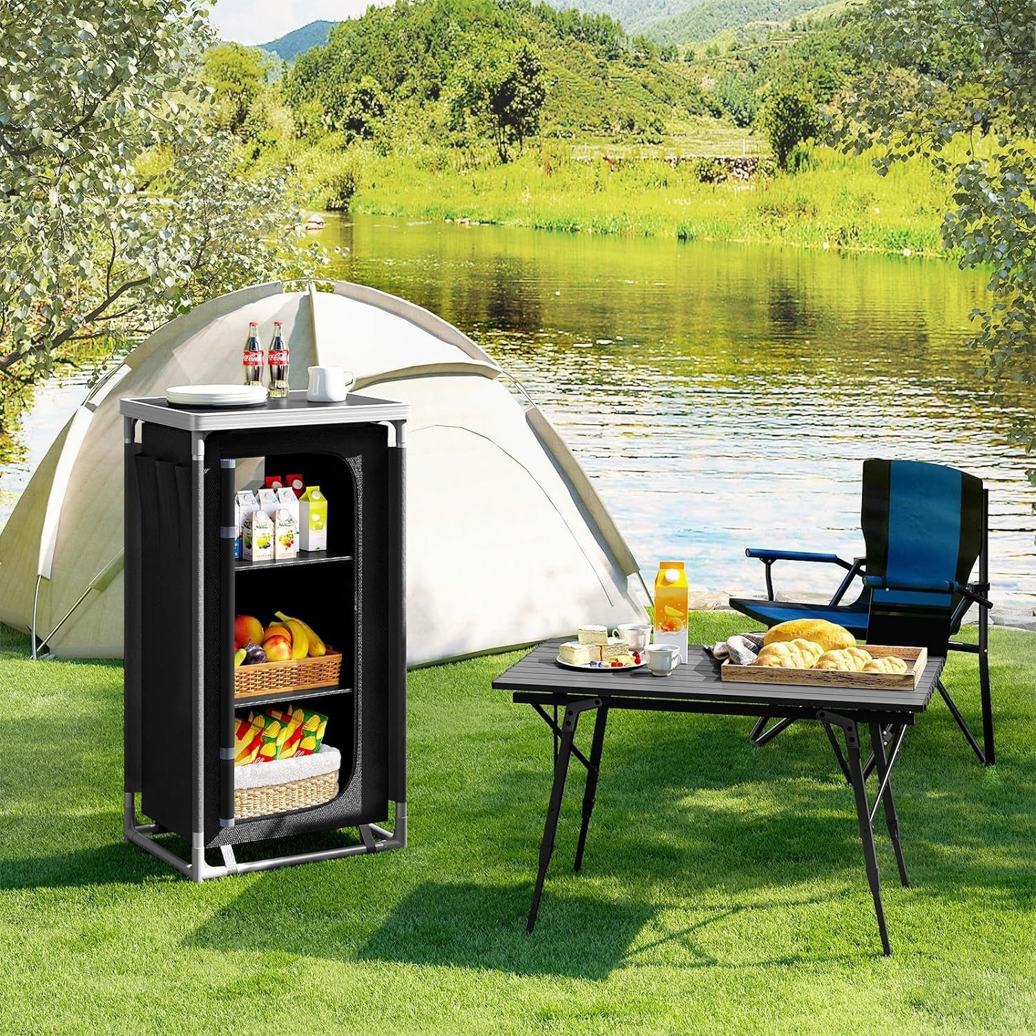 Woltu Campingtisch, Campingküche mit 3 Fächern günstig online kaufen