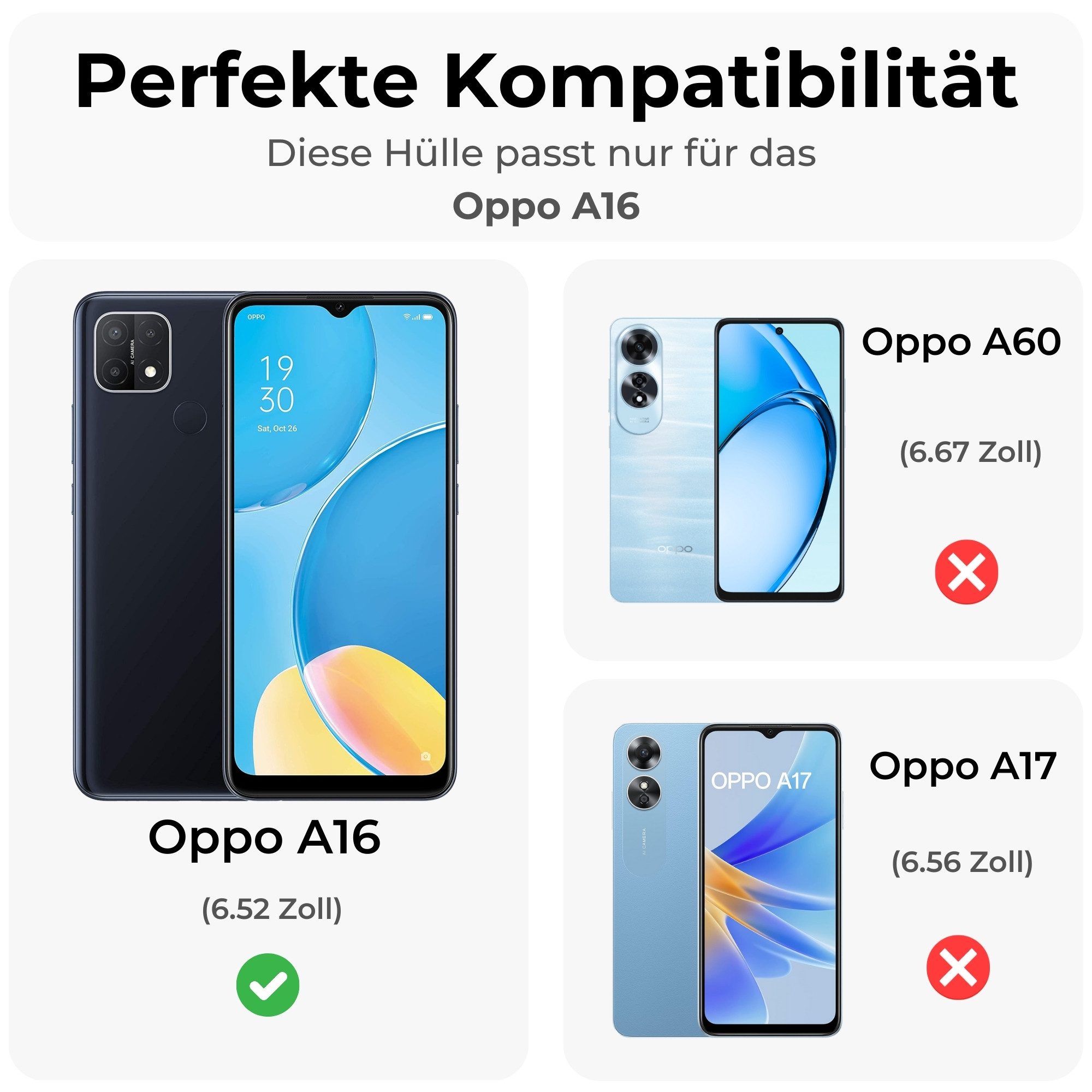 betterfon Smartphone-Hülle für Oppo A16 Panzerhülle mit Kameraschutz & Ringhalter Rot