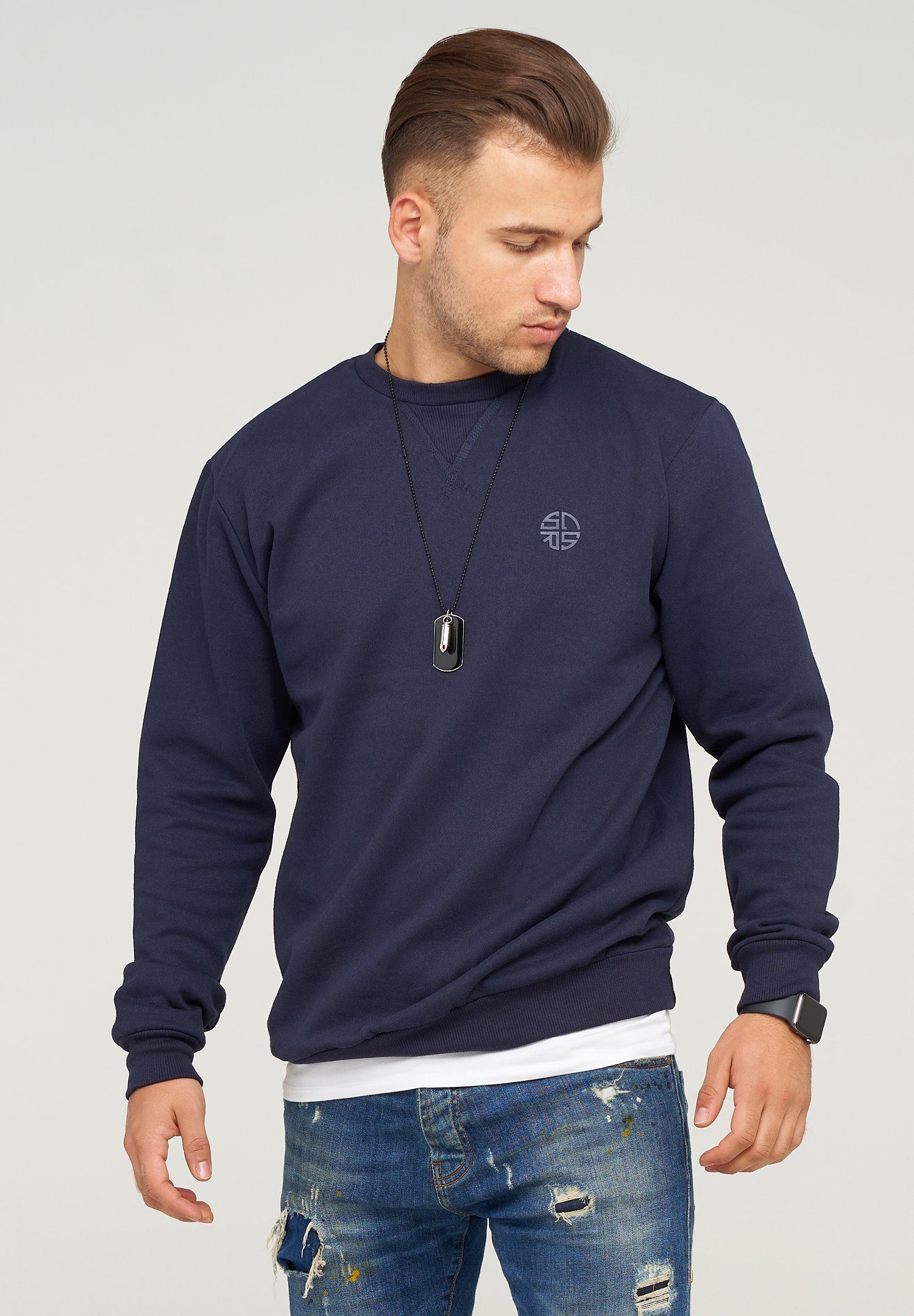 SOULSTAR Sweatshirt PORT LOUIS mit schickem Logoprint dunkelblau