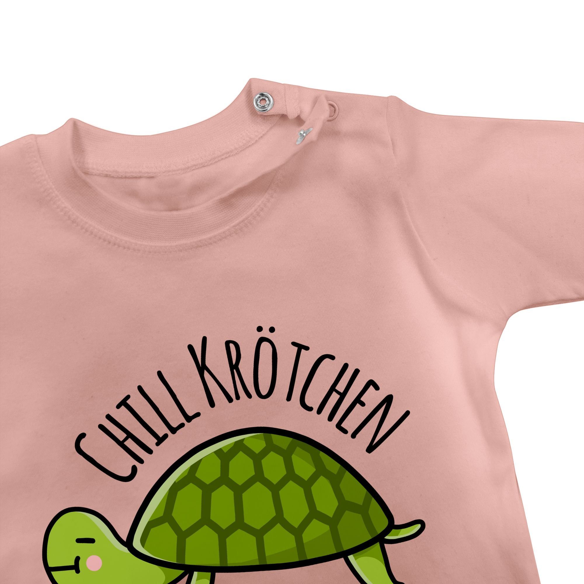 Print Animal Baby Shirtracer Krötchen Chill Tiermotiv 3 Babyrosa T-Shirt Schildkröte