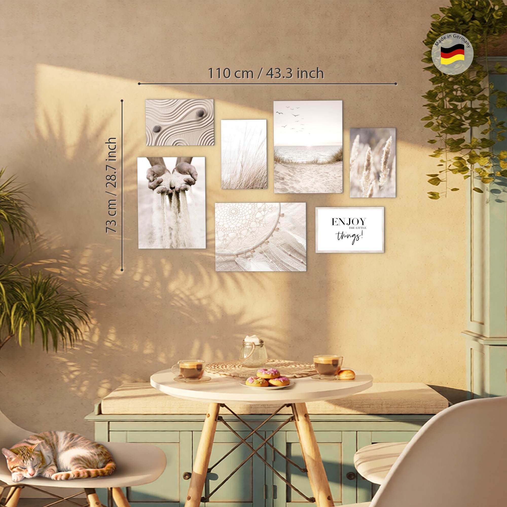 Novart Wandbild Boho Pampasgras Beige Sand - KEIN EXTRA RAHMEN BENÖTIGT