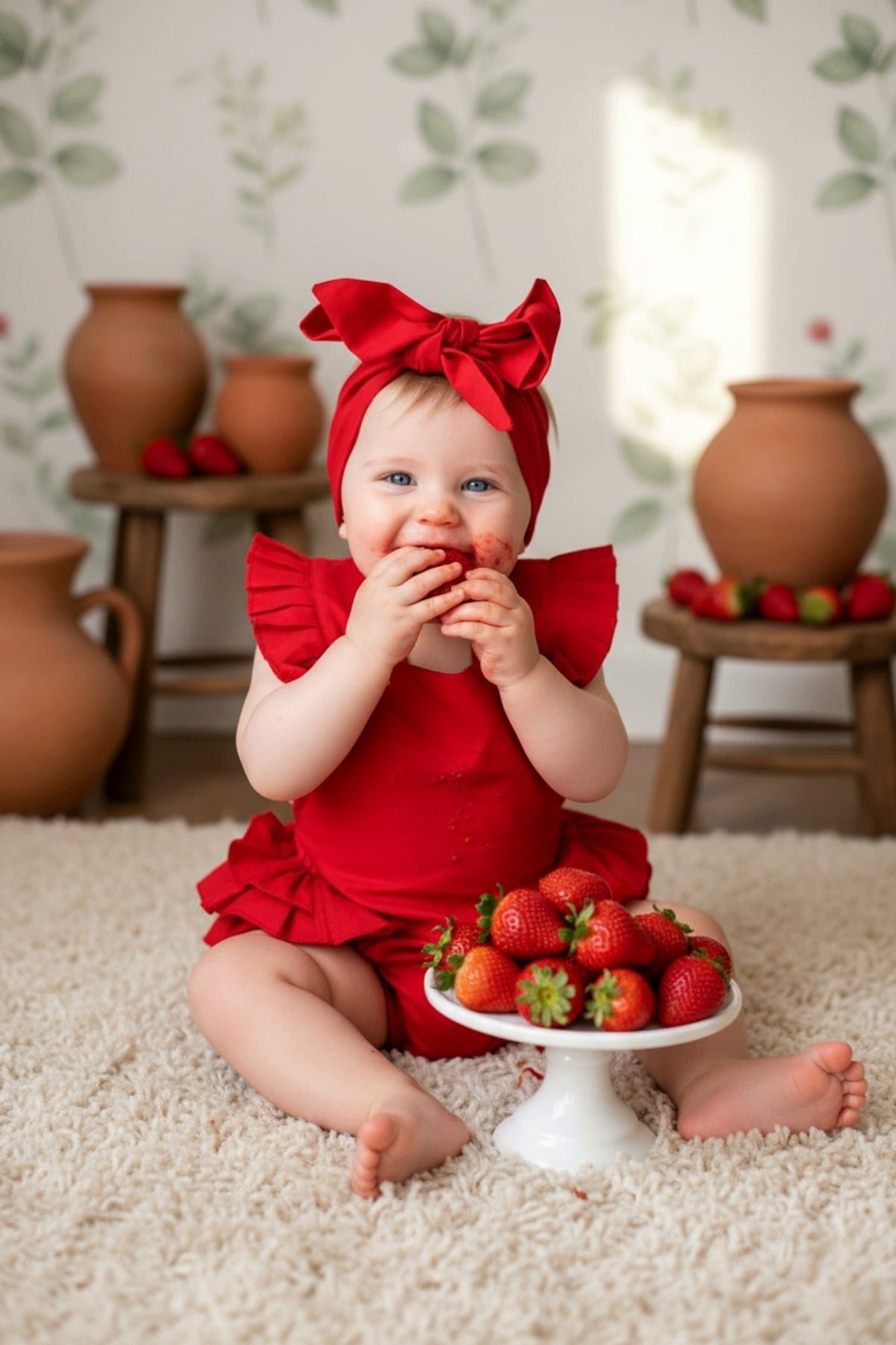 Parla Kids Strampler Traumhafte Baby Salopette - rot - mit Haarband