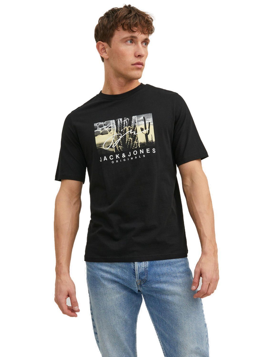 Jack & Jones Baumwolle 12235522 Black (1-tlg) PHOTO JORSPLASH T-Shirt aus