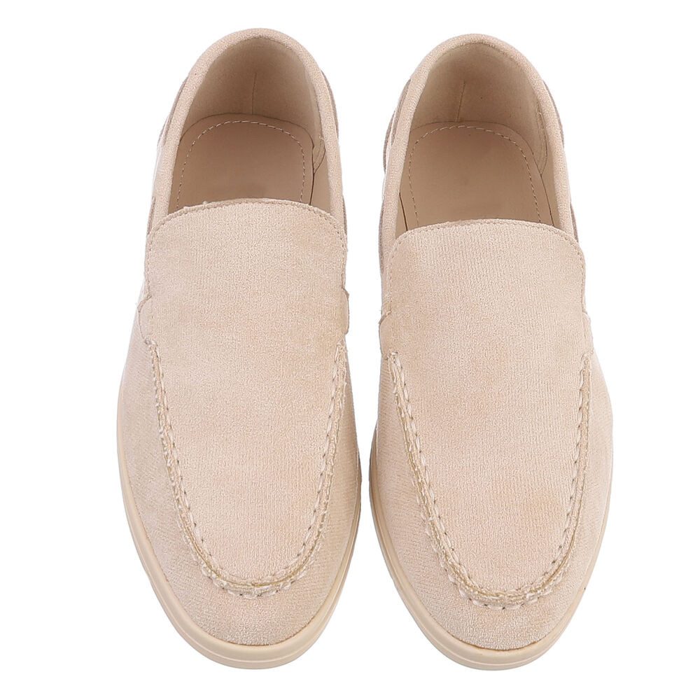 Ital-Design Eleganter Damen Slip-On Schuh mit hohem Tragekomfort Slipper (90927402) Blockabsatz Mokassins in Beige – Bild 4 von 5