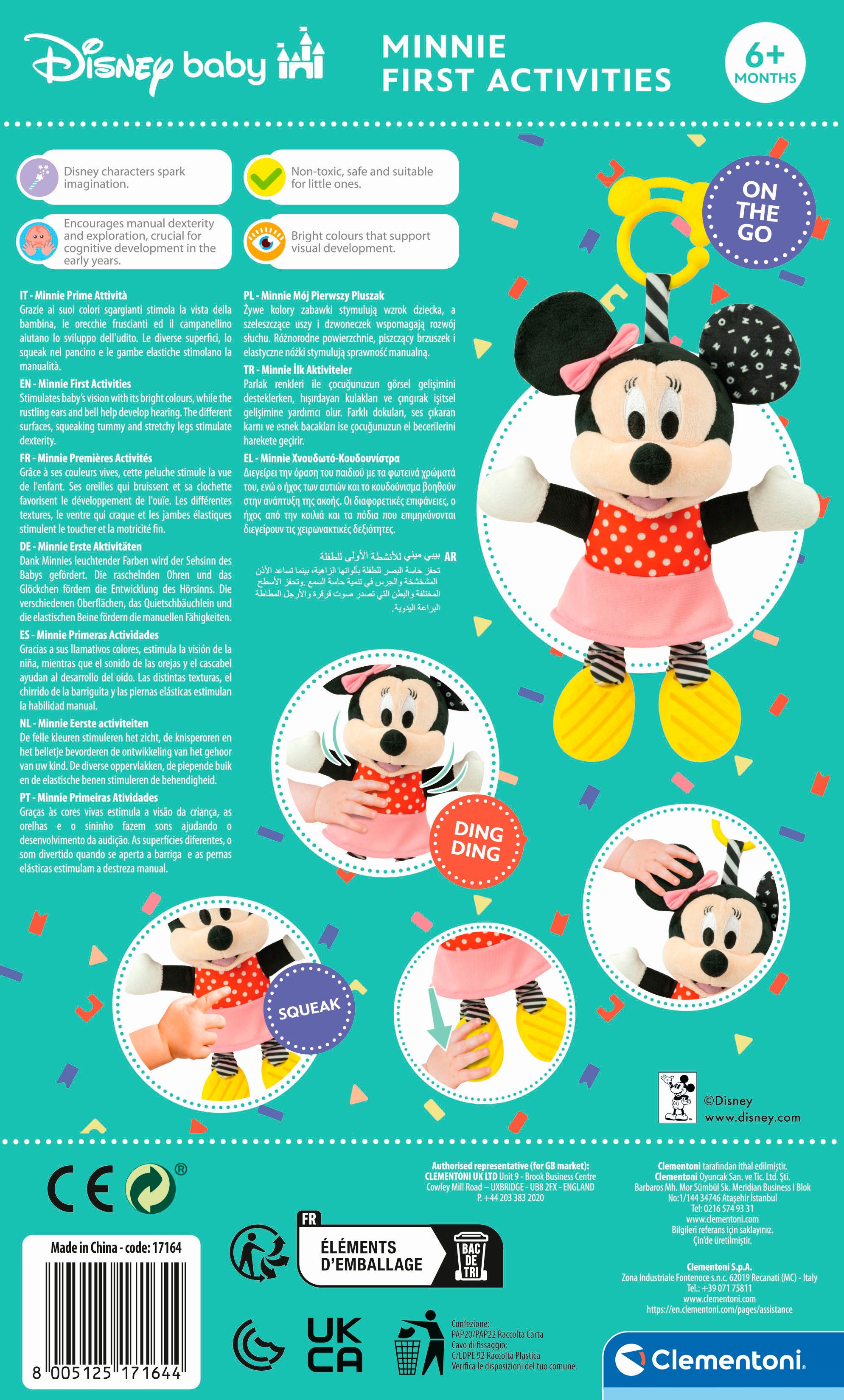 Clementoni® Plüschfigur Baby Clementoni, Disney Baby, Plüsch Minnie mit Beißring