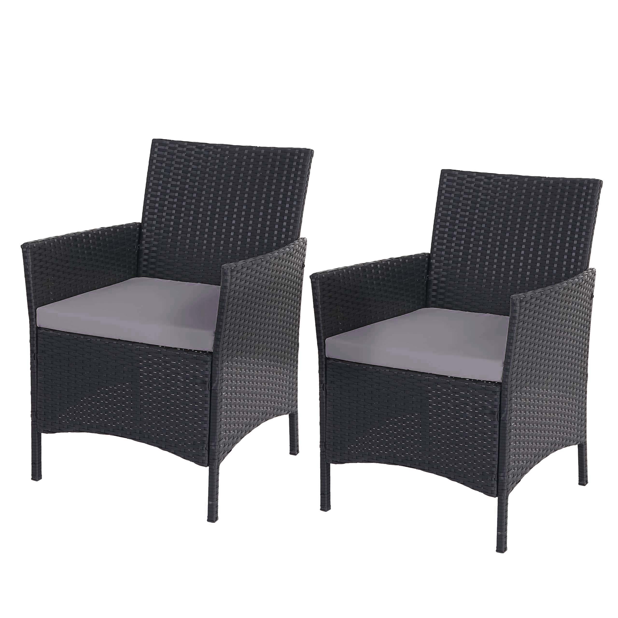 MCW Poly-Rattan Sessel Halden 2er-Set anthrazit Kissen anthrazit günstig online kaufen