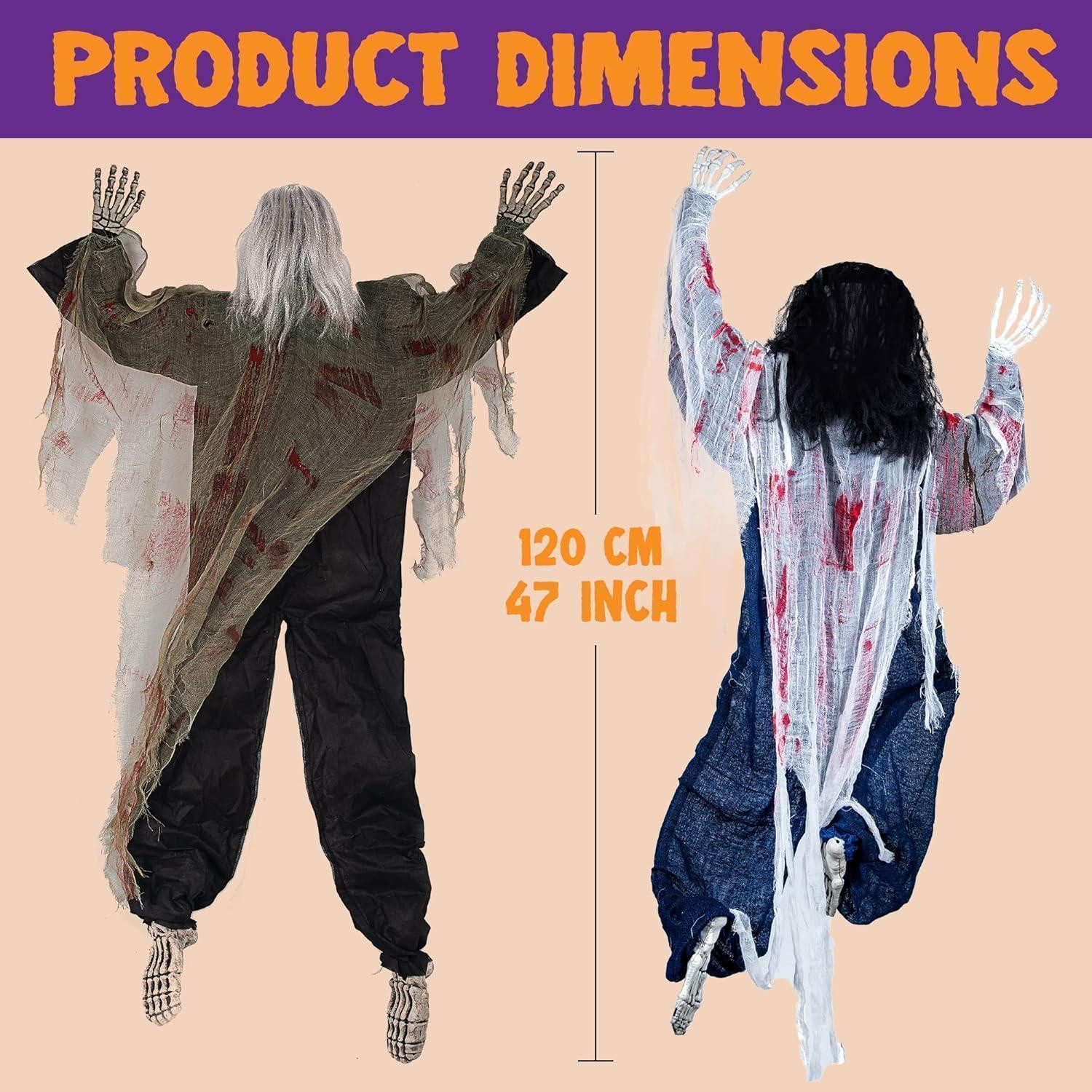LuxusKollektion Wanddekoobjekt 2er Set Halloween Kletternde Zombies Deko 80cm - Gruselige – Bild 4 von 5