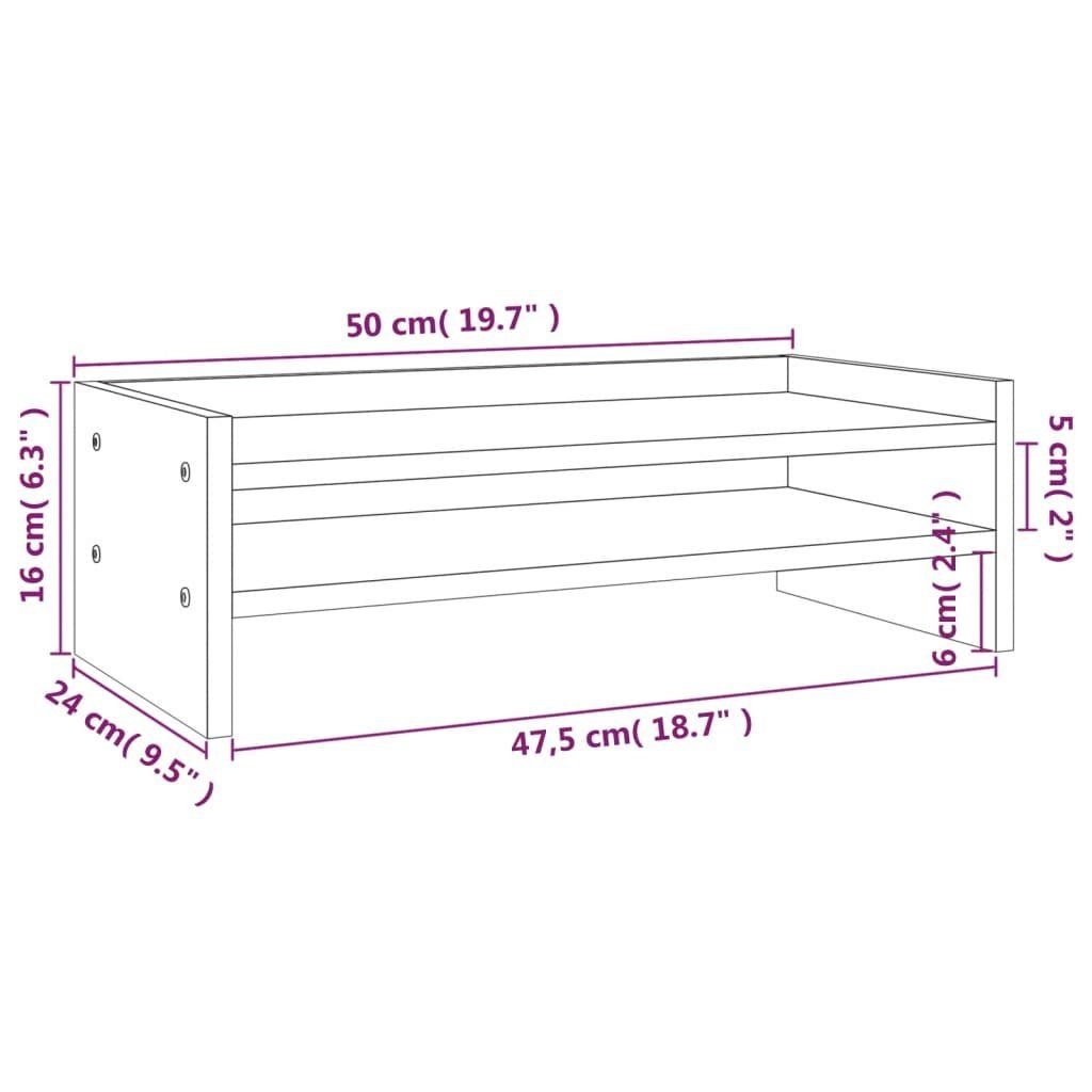 Bildschirm Monitorständer Kiefer Grau cm vidaXL Erhöhung Monitor-Halterung Massivholz 50x24x16