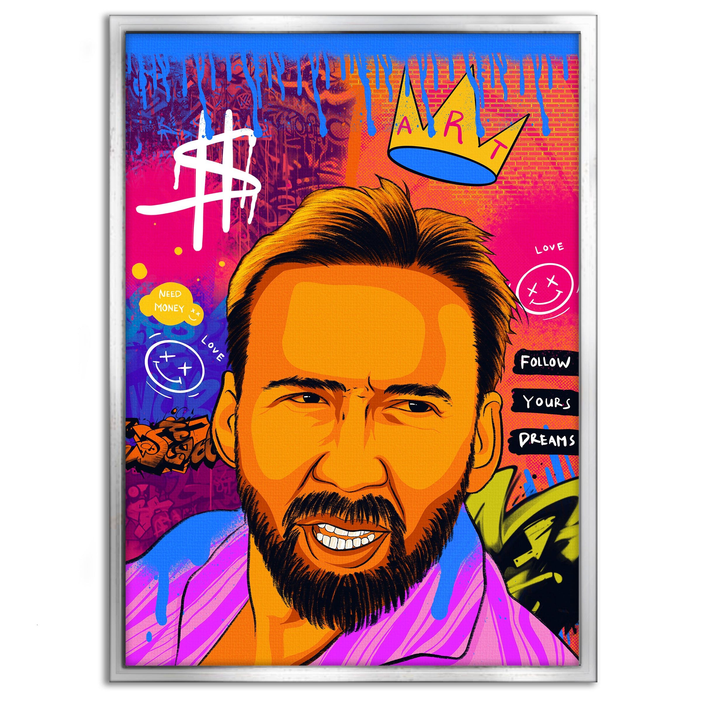 SimpleCanvas Wandbild Nicolas Pedro B - Leinwandbild Pop Art, Wandbild Pop Art, Portrait, Nicolas Pedro