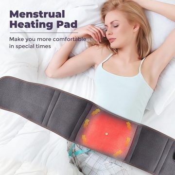 Welikera Heizkissen Menstruations Heizkissen 2in 1,mit 3 schnelle Heiz/Massagemodi, 5000mAh, Rotlicht Heizfunktion, mit digitalem Display-Controller, USB