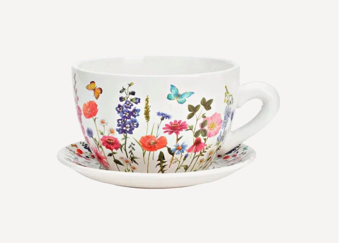 Seyila Home Pflanzkübel Pflanztasse aus Keramik mit Unterteller,Blumentopf