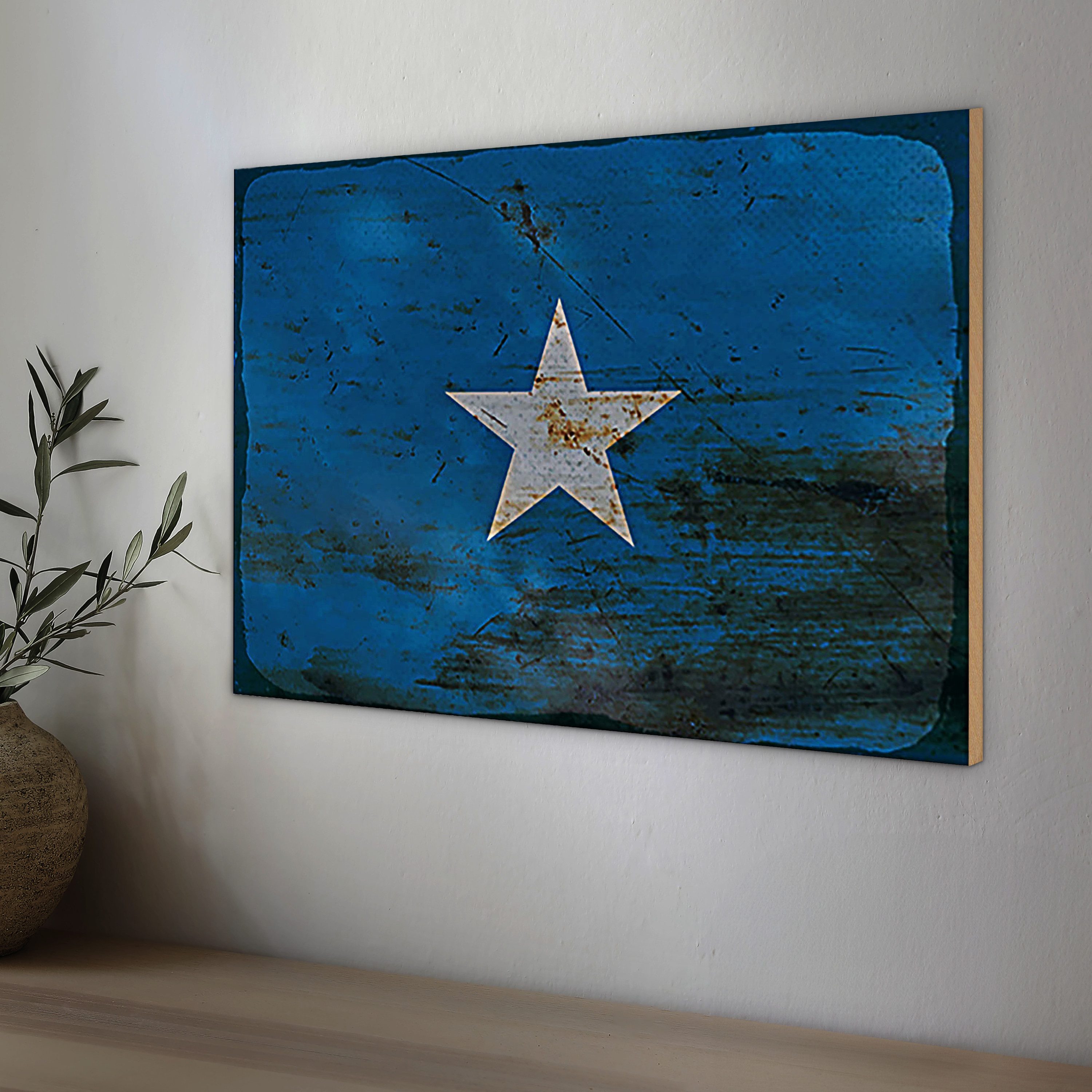 Roomando Holzbild Holzschild Flagge Somalia 30x20cm Flag of Somalia Rost