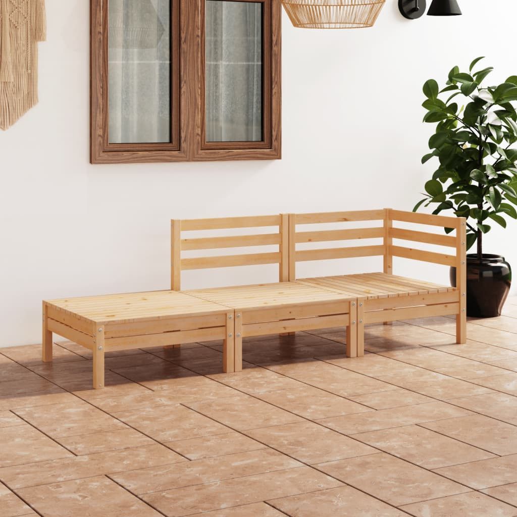 vidaXL Gartenlounge-Set 3-tlg. Garten-Lounge-Set Massivholz Kiefer, (1-tlg)