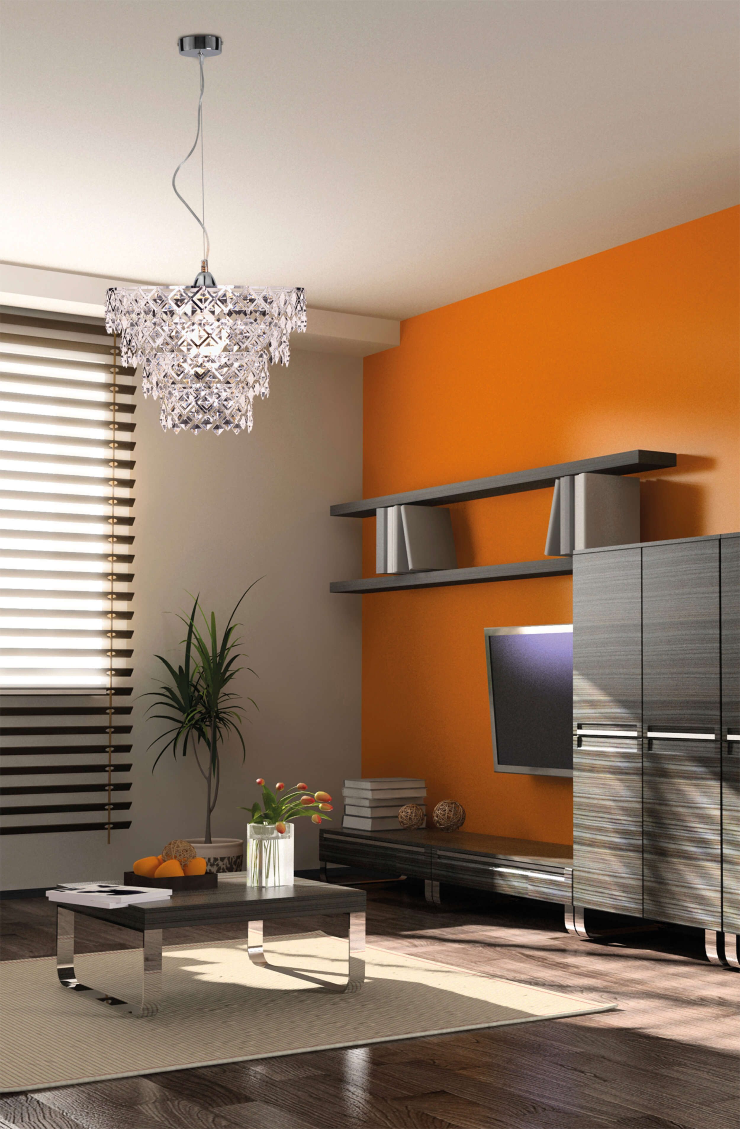 näve Pendelleuchte Fancy, ohne Leuchtmittel, 1x E27 exkl. max. 40 W, mit Acrylbehang in Kristallform, Höhe 120cm