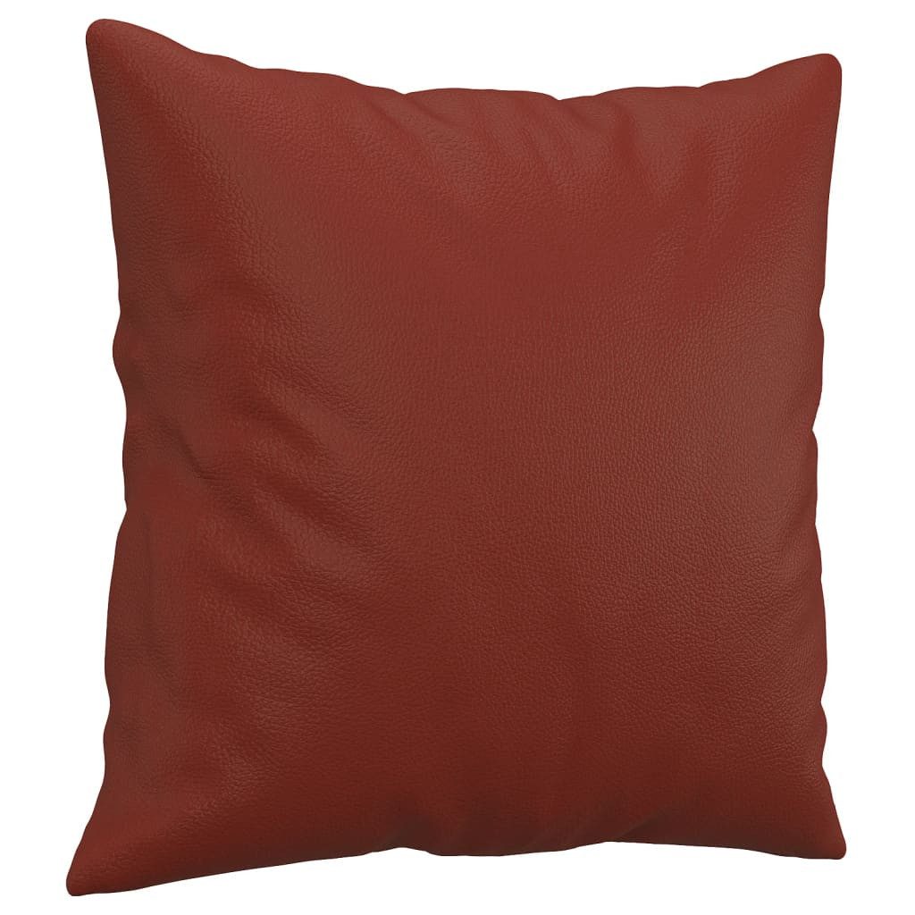 vidaXL Zierkissen Zierkissen 2 Stk. Weinrot 40x40 cm Kunstleder, (1 St)