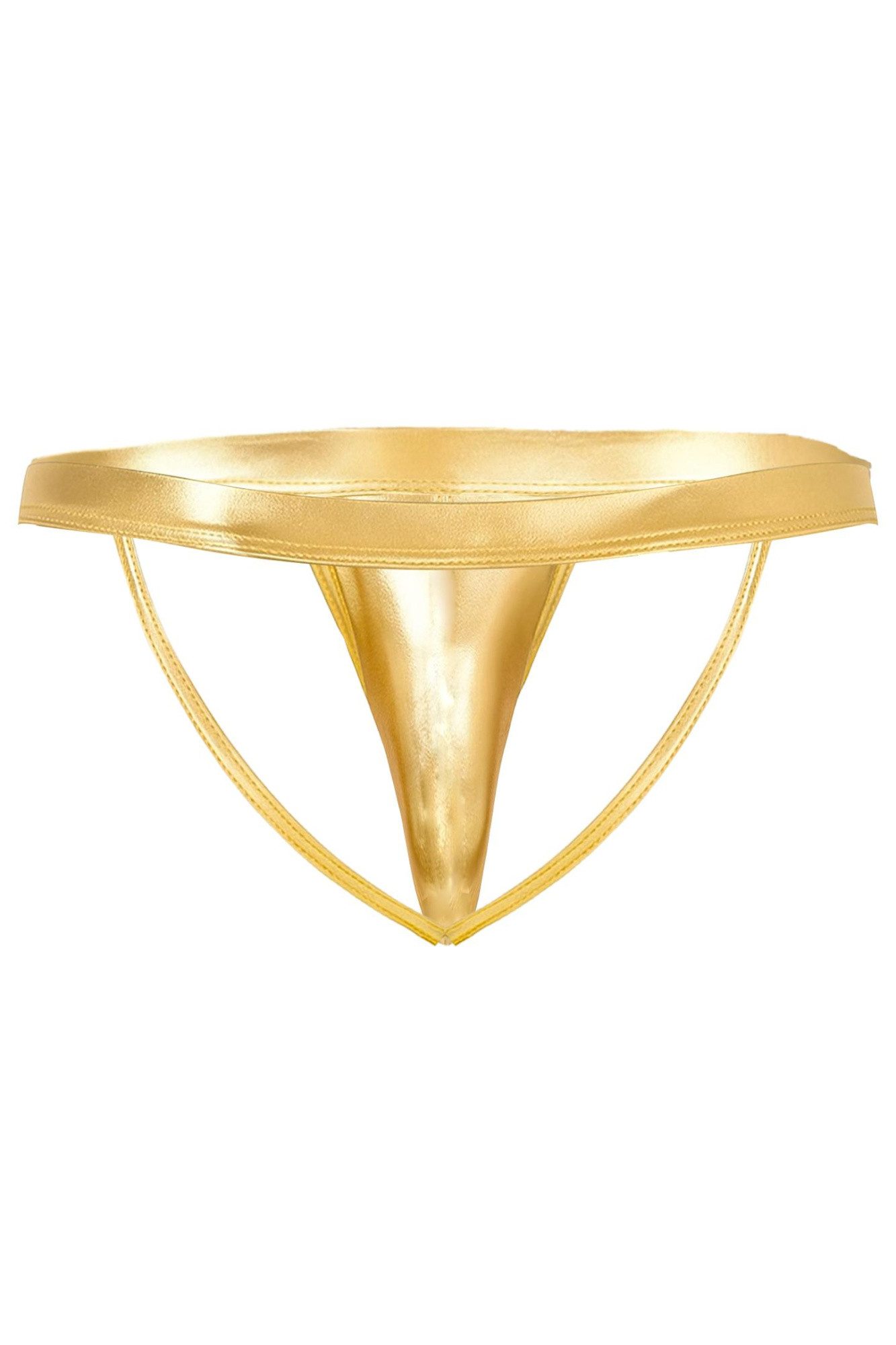 CUT4MEN String Goldener Männer String Jockstrap aus dehnbarern glänzendem Wetlook off