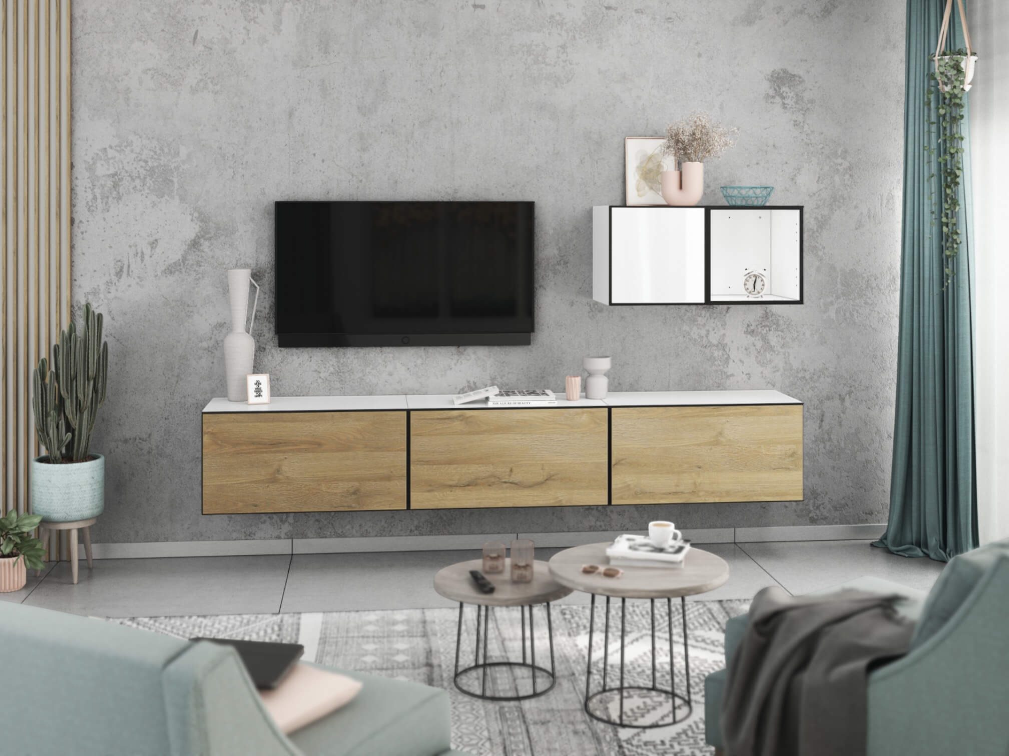 moebel-dich-auf Wohnwand VARIANTO 5, (5- teilig., 3x Schrank mit Klappe, 1x Regal offen, 1x Schrank mit Tür)