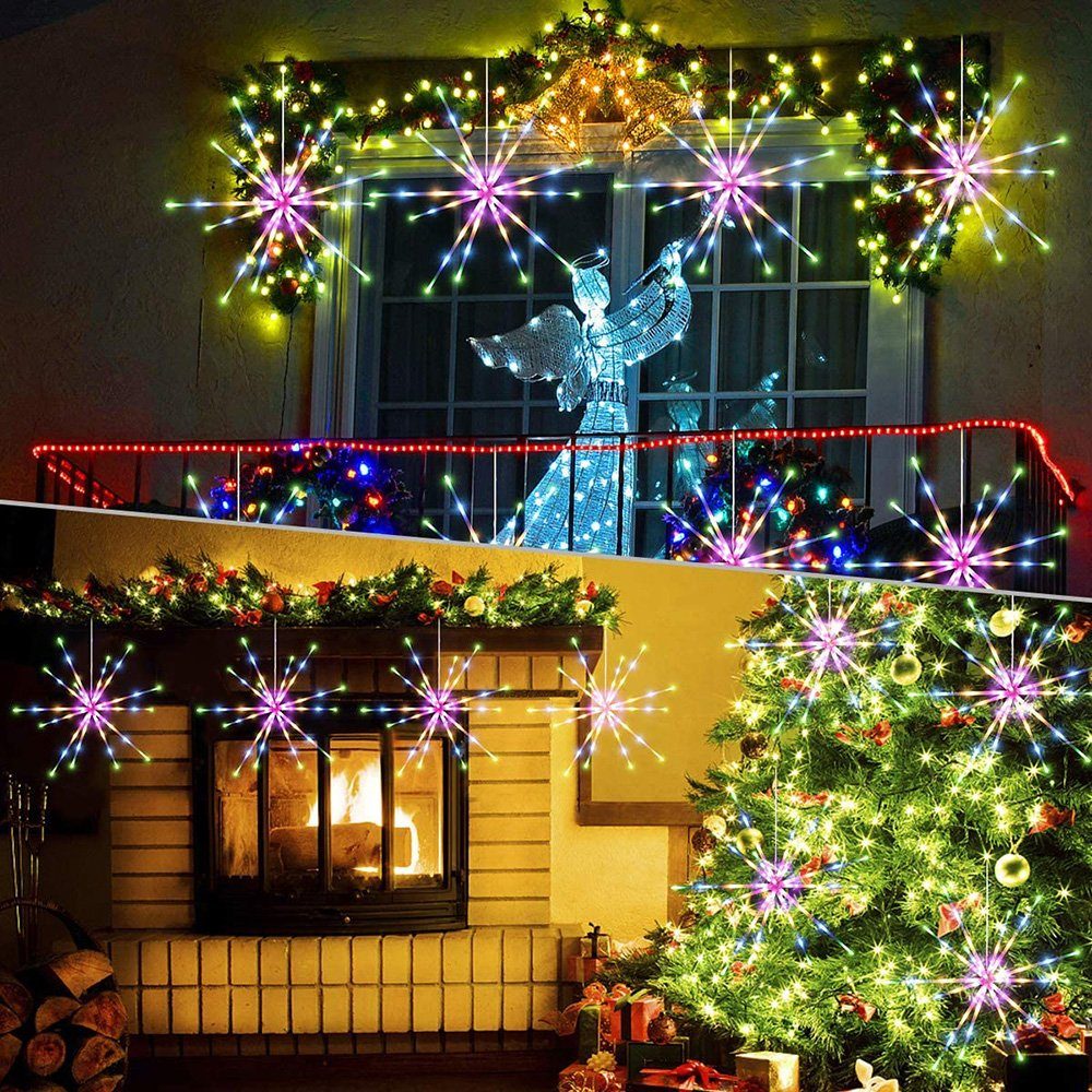 Meteor Feuerwerk Rosnek Lichter,Wasserdicht,Batterie,Weihnachtsdeko, mit Timer; LED-Lichterkette Mehrfarbig Fernsteuerung.